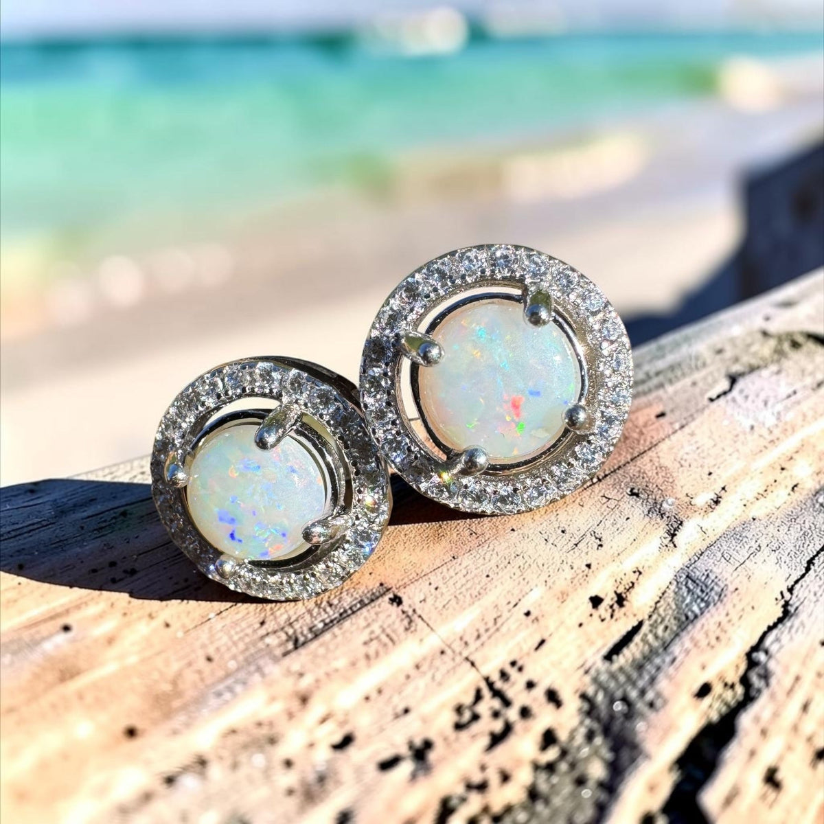 1ct Coober Pedy Opal Stud Earrings ~ 'Yallingup Twin Sparks' | 925 Sterling Silver | Solid Australian Opal
