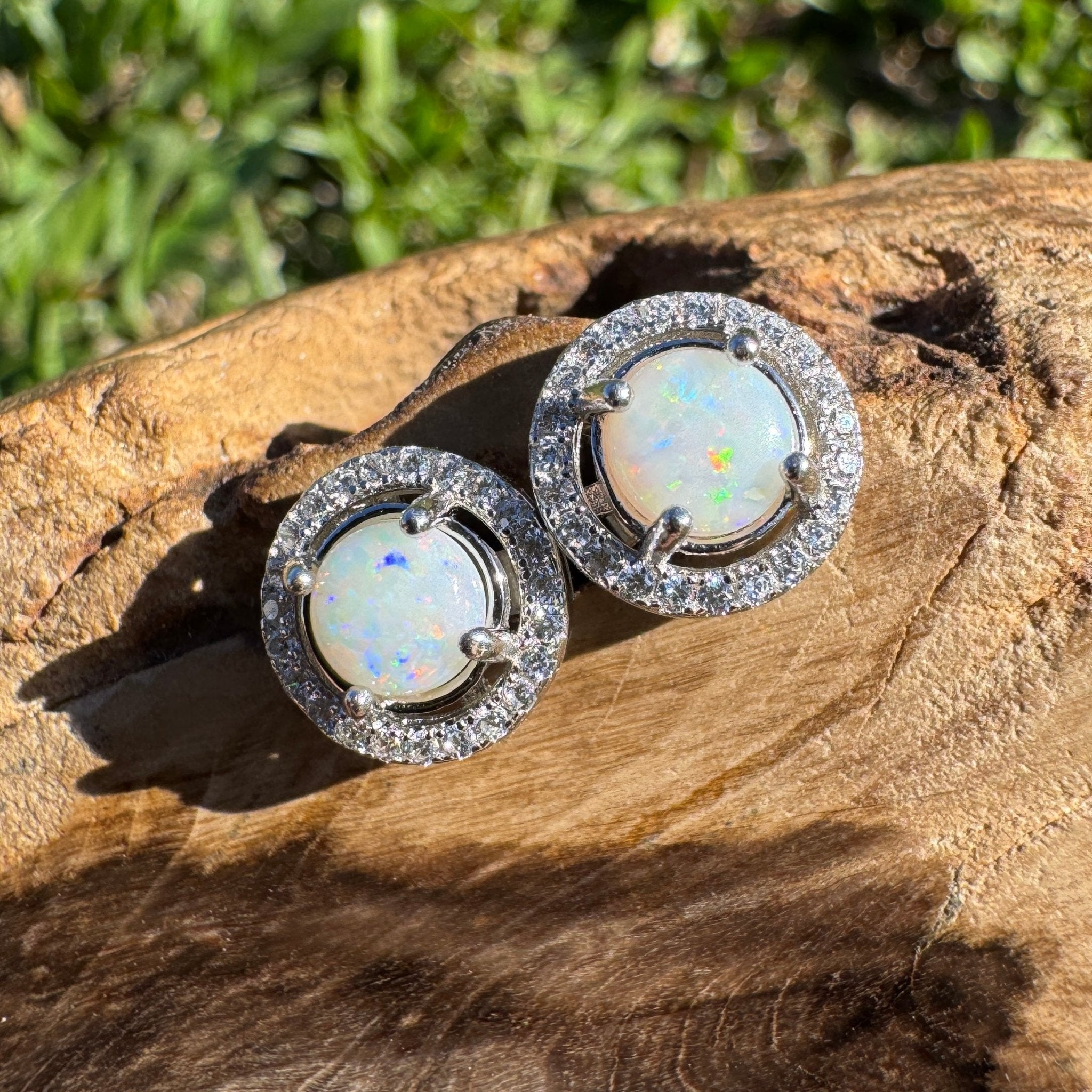 1ct Coober Pedy Opal Stud Earrings ~ 'Yallingup Twin Sparks' | 925 Sterling Silver | Solid Australian Opal
