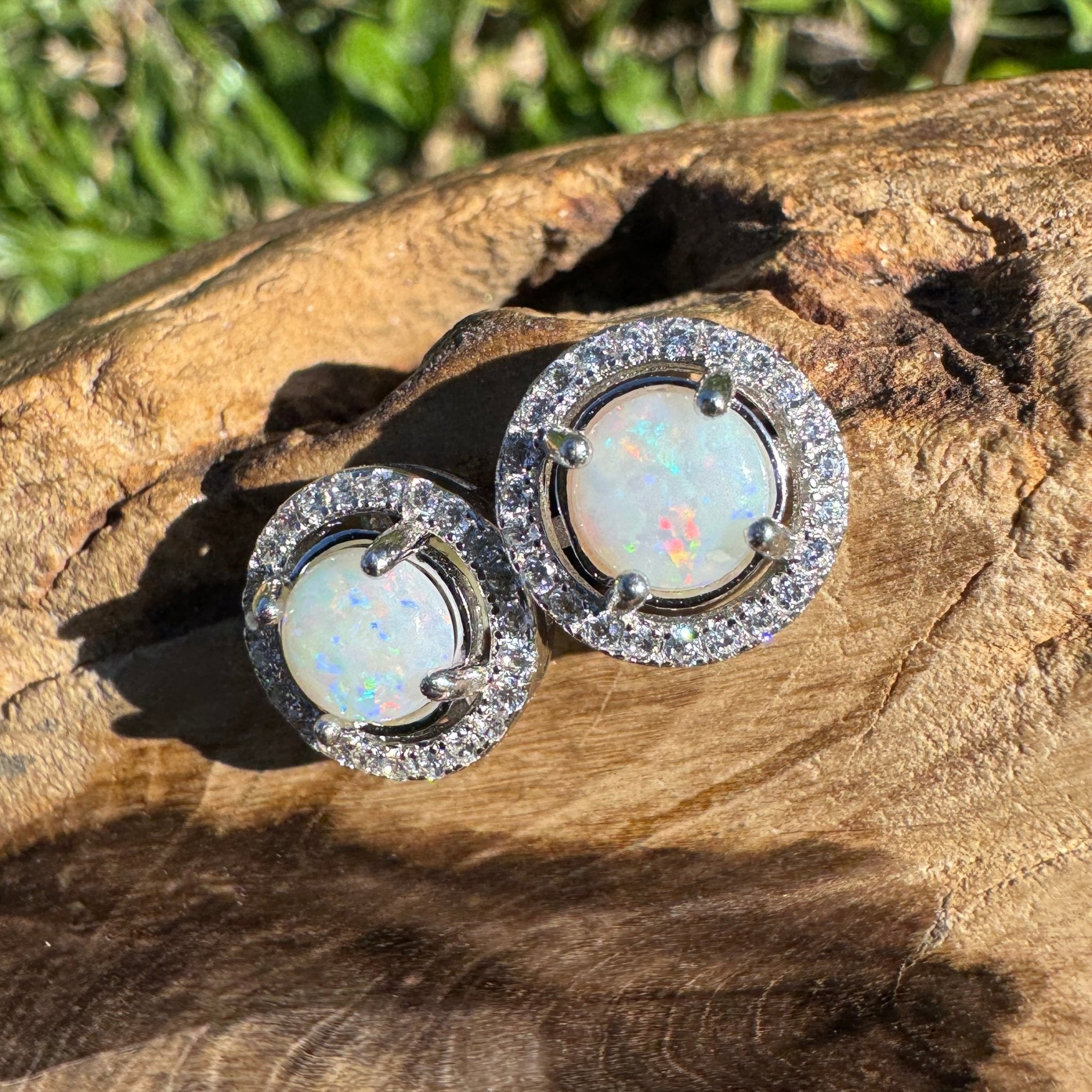 1ct Coober Pedy Opal Stud Earrings ~ 'Yallingup Twin Sparks' | 925 Sterling Silver | Solid Australian Opal