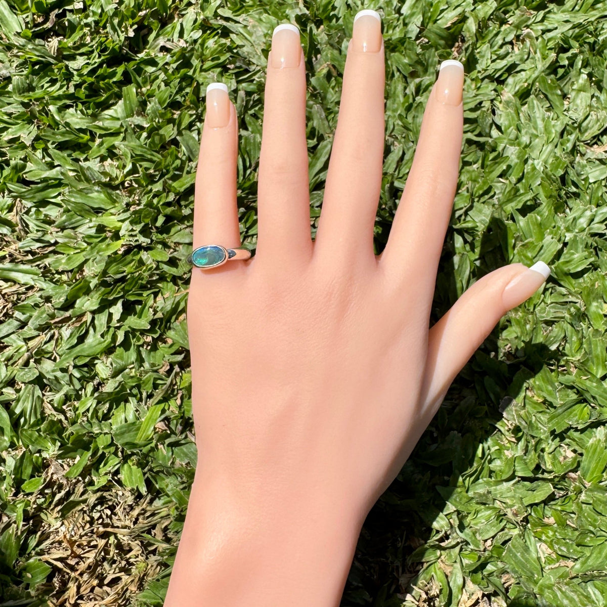 1ct Lightning Ridge Black Opal Ring ~ 'Nullarbor Drift' | 925 Sterling Silver | Solid Australian Opal