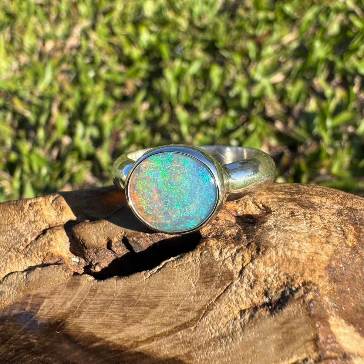 1ct Lightning Ridge Crystal Opal Ring ~ 'Tamar Valley Blue' | 925 Sterling Silver | Solid Australian Opal