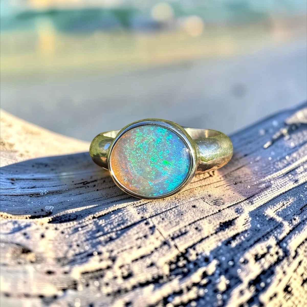 1ct Lightning Ridge Crystal Opal Ring ~ 'Tamar Valley Blue' | 925 Sterling Silver | Solid Australian Opal