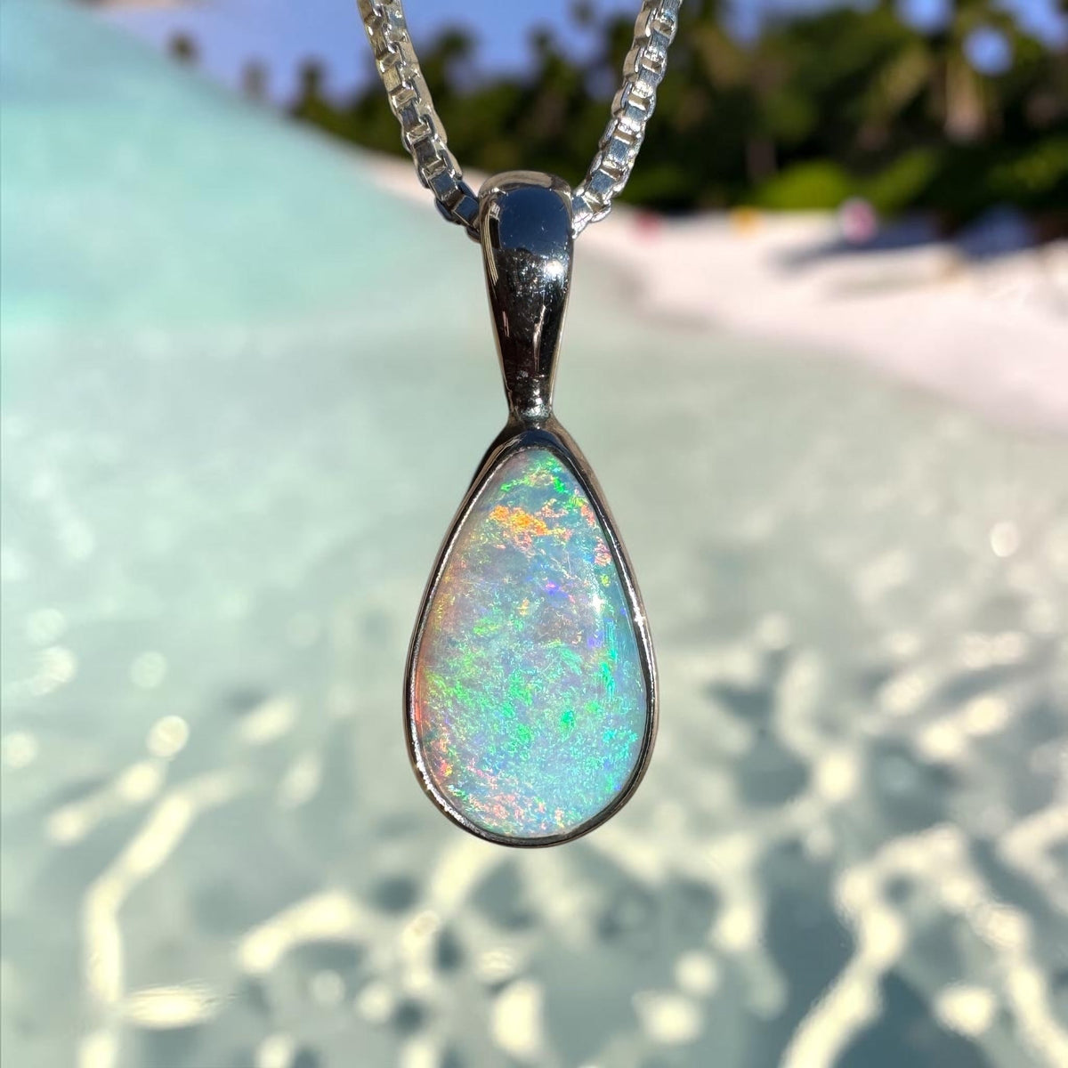 1ct Lightning Ridge Opal Pendant Necklace ~ 'Coolangatta Carnival' | 925 Sterling Silver | Solid Australian Opal