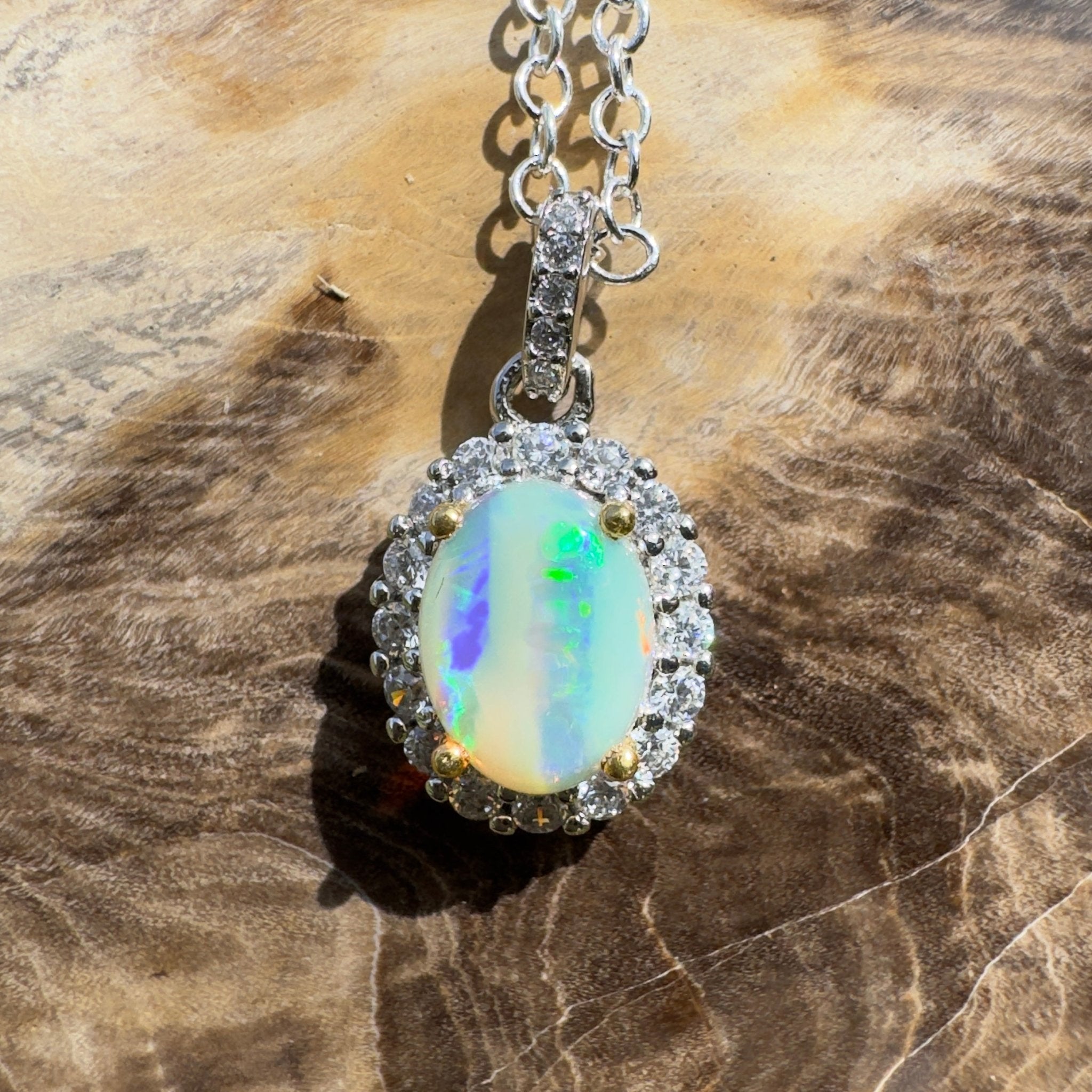 1ct Lightning Ridge Opal Pendant Necklace ~ 'Encounter Bay Current' | 925 Sterling Silver | Solid Australian Opal