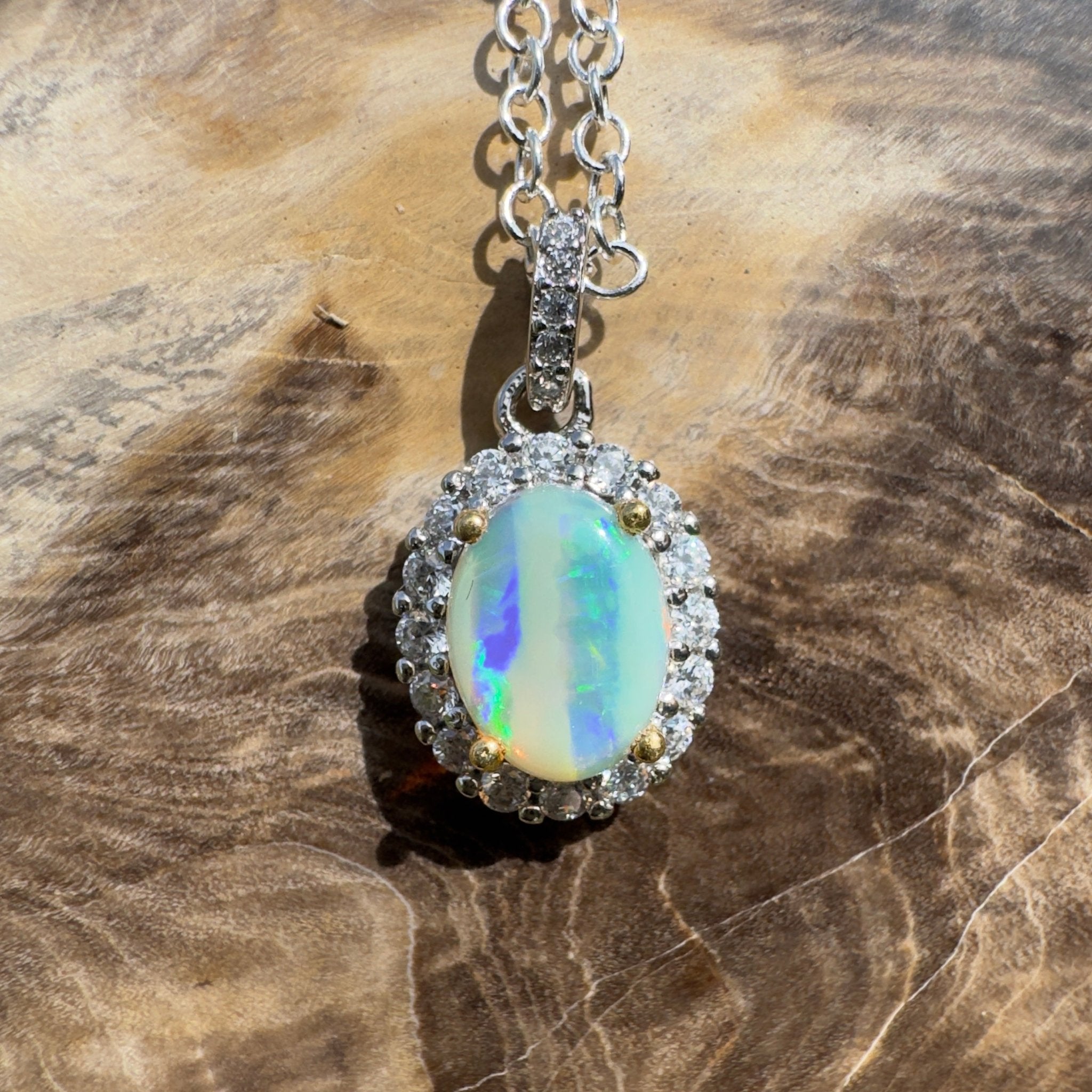 1ct Lightning Ridge Opal Pendant Necklace ~ 'Encounter Bay Current' | 925 Sterling Silver | Solid Australian Opal