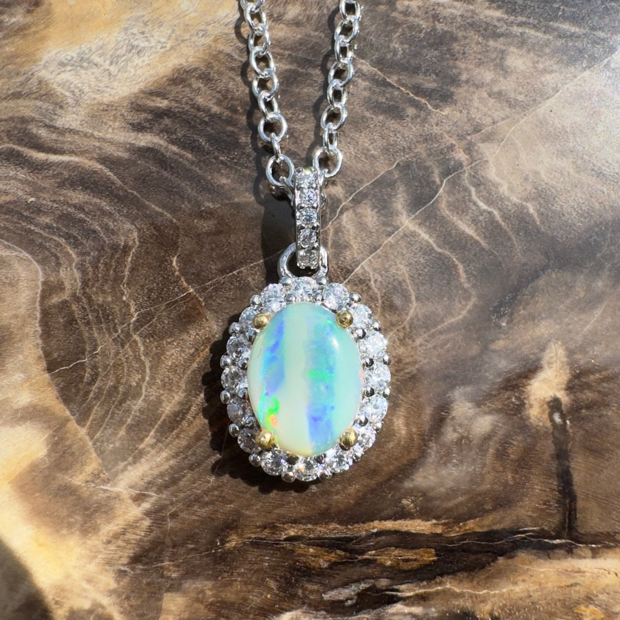 1ct Lightning Ridge Opal Pendant Necklace ~ 'Encounter Bay Current' | 925 Sterling Silver | Solid Australian Opal