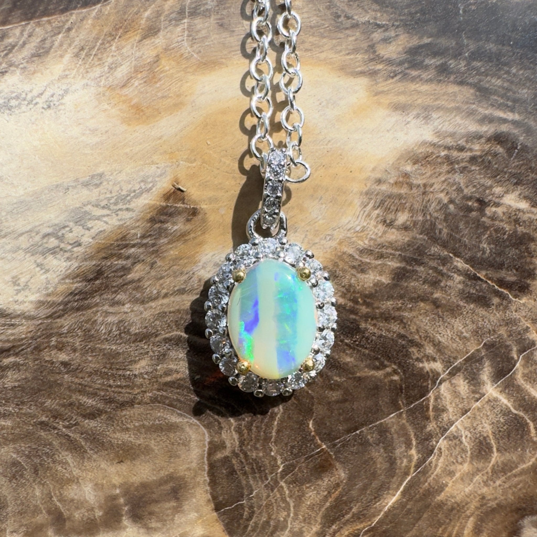 1ct Lightning Ridge Opal Pendant Necklace ~ 'Encounter Bay Current' | 925 Sterling Silver | Solid Australian Opal