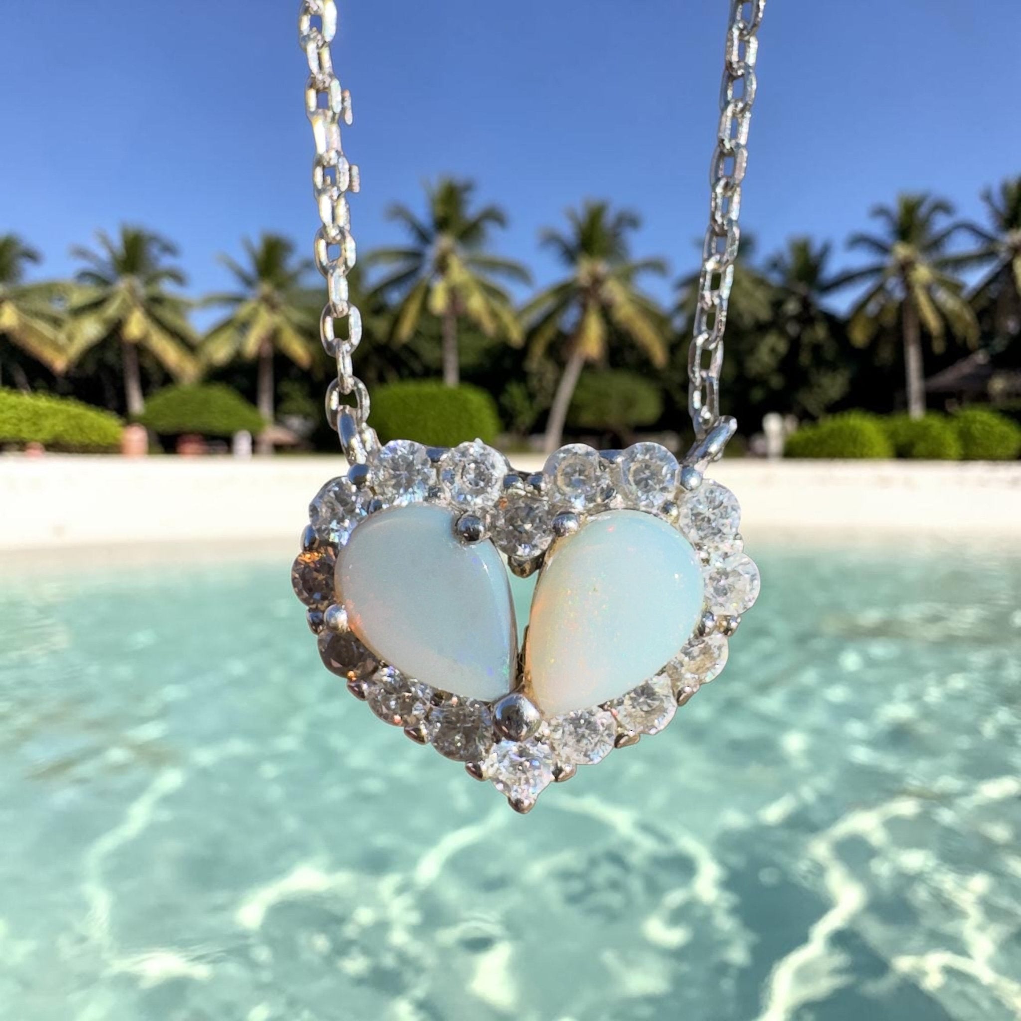 1ct Lightning Ridge Opal Pendant Necklace ~ 'Pastel Bay Heart' | 925 Sterling Silver | Solid Australian Opal