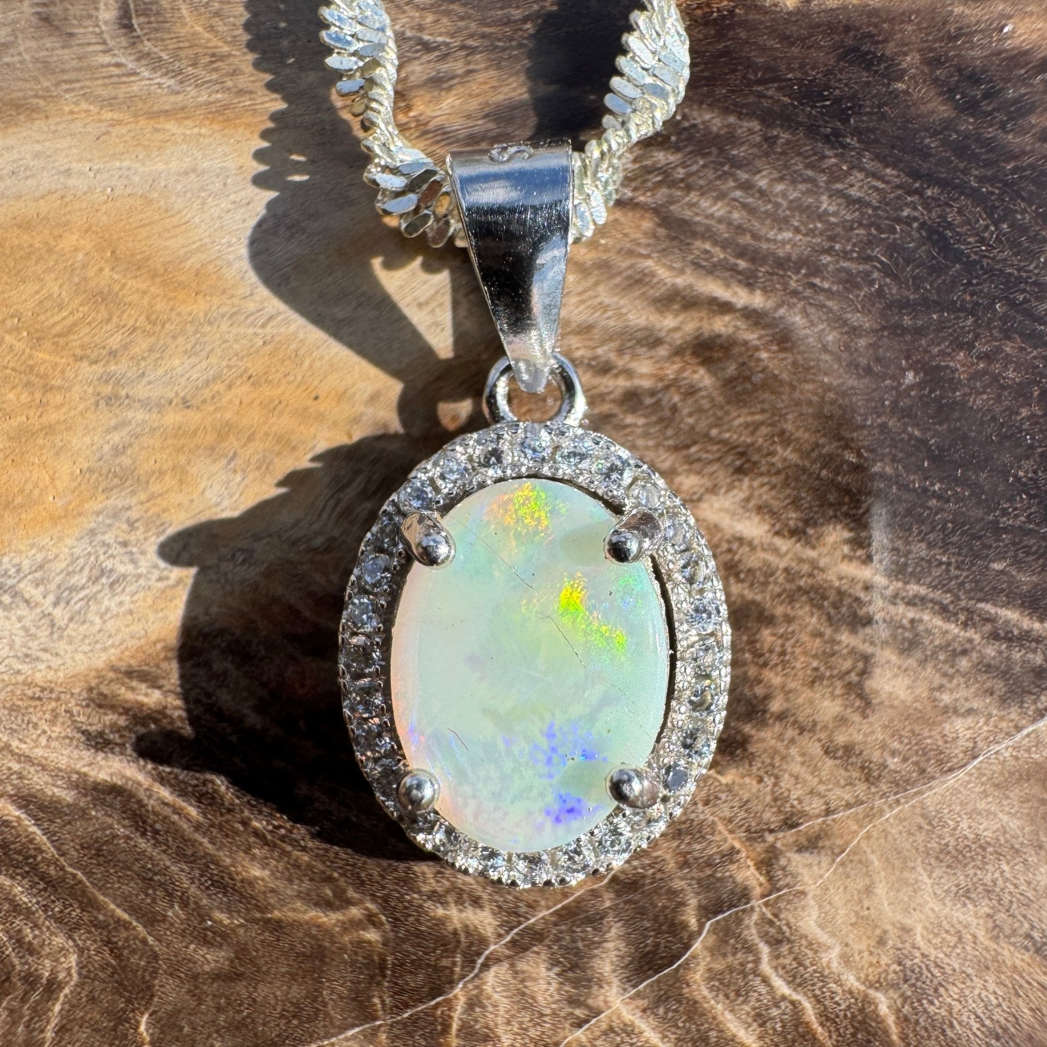 1ct Lightning Ridge Opal Pendant Necklace ~ 'Ridge Spark' | 925 Sterling Silver | Solid Australian Opal