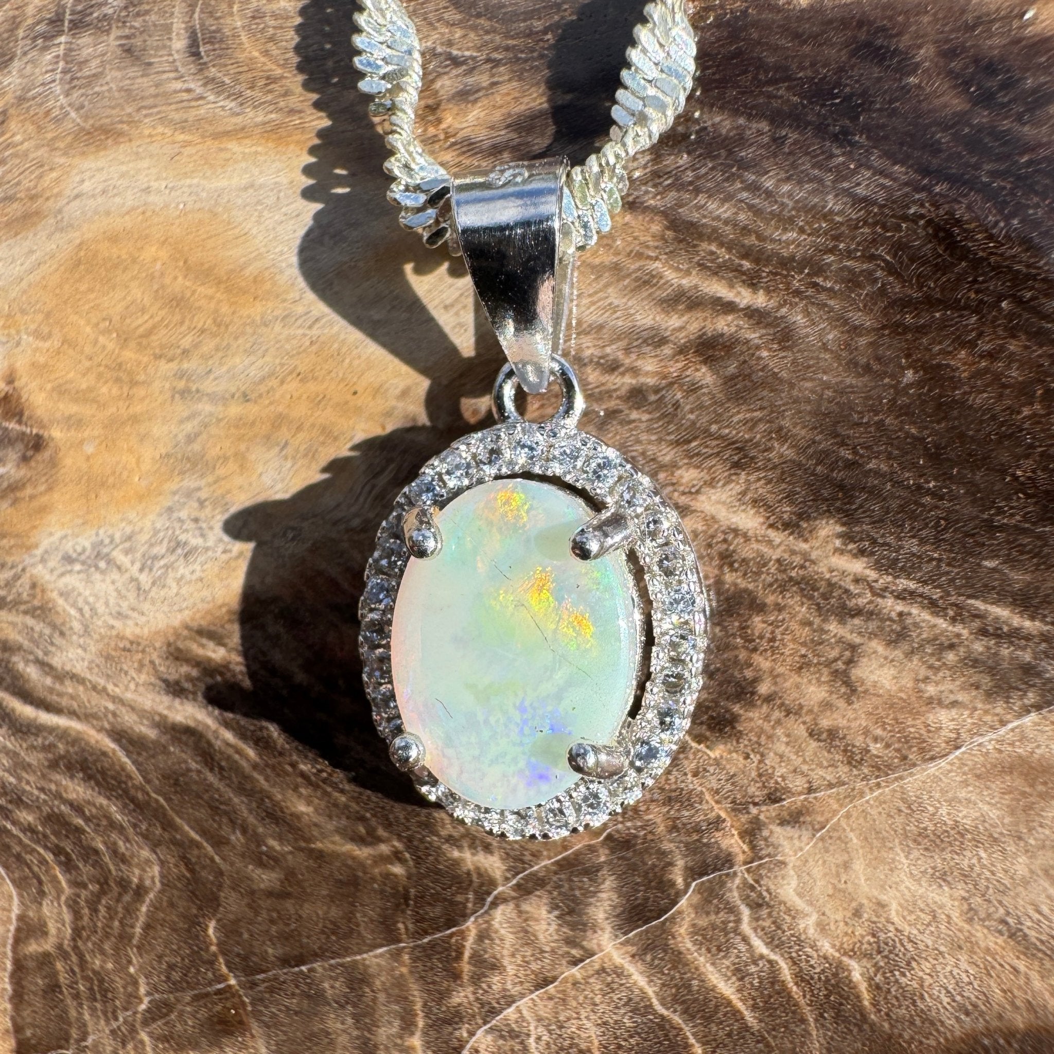 1ct Lightning Ridge Opal Pendant Necklace ~ 'Ridge Spark' | 925 Sterling Silver | Solid Australian Opal
