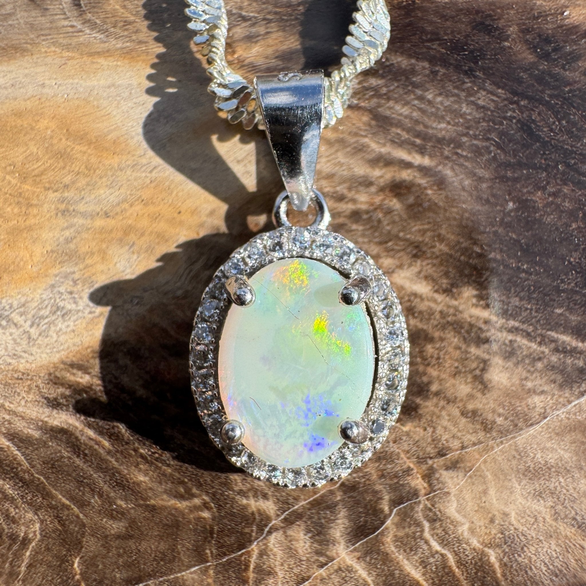 1ct Lightning Ridge Opal Pendant Necklace ~ 'Ridge Spark' | 925 Sterling Silver | Solid Australian Opal