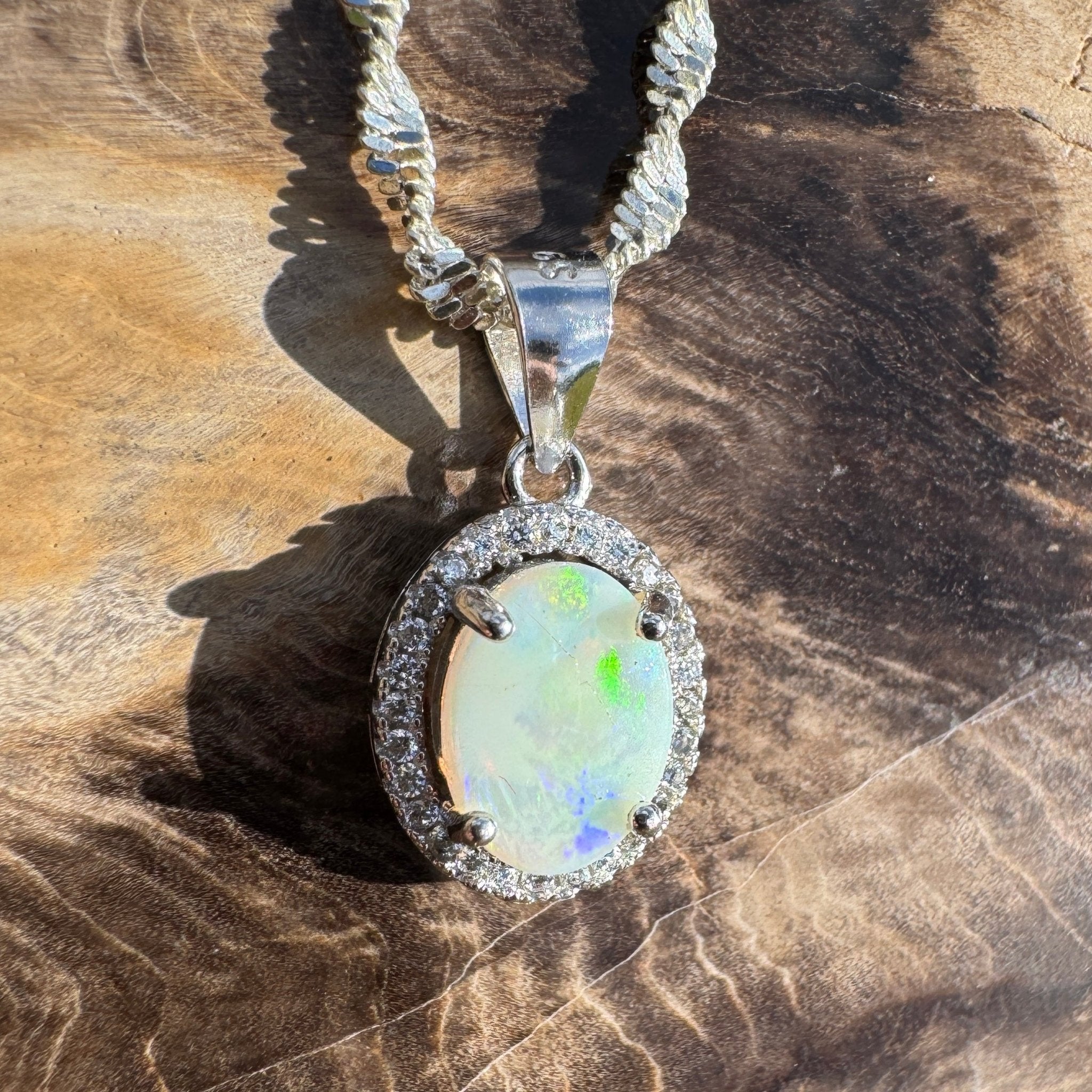 1ct Lightning Ridge Opal Pendant Necklace ~ 'Ridge Spark' | 925 Sterling Silver | Solid Australian Opal