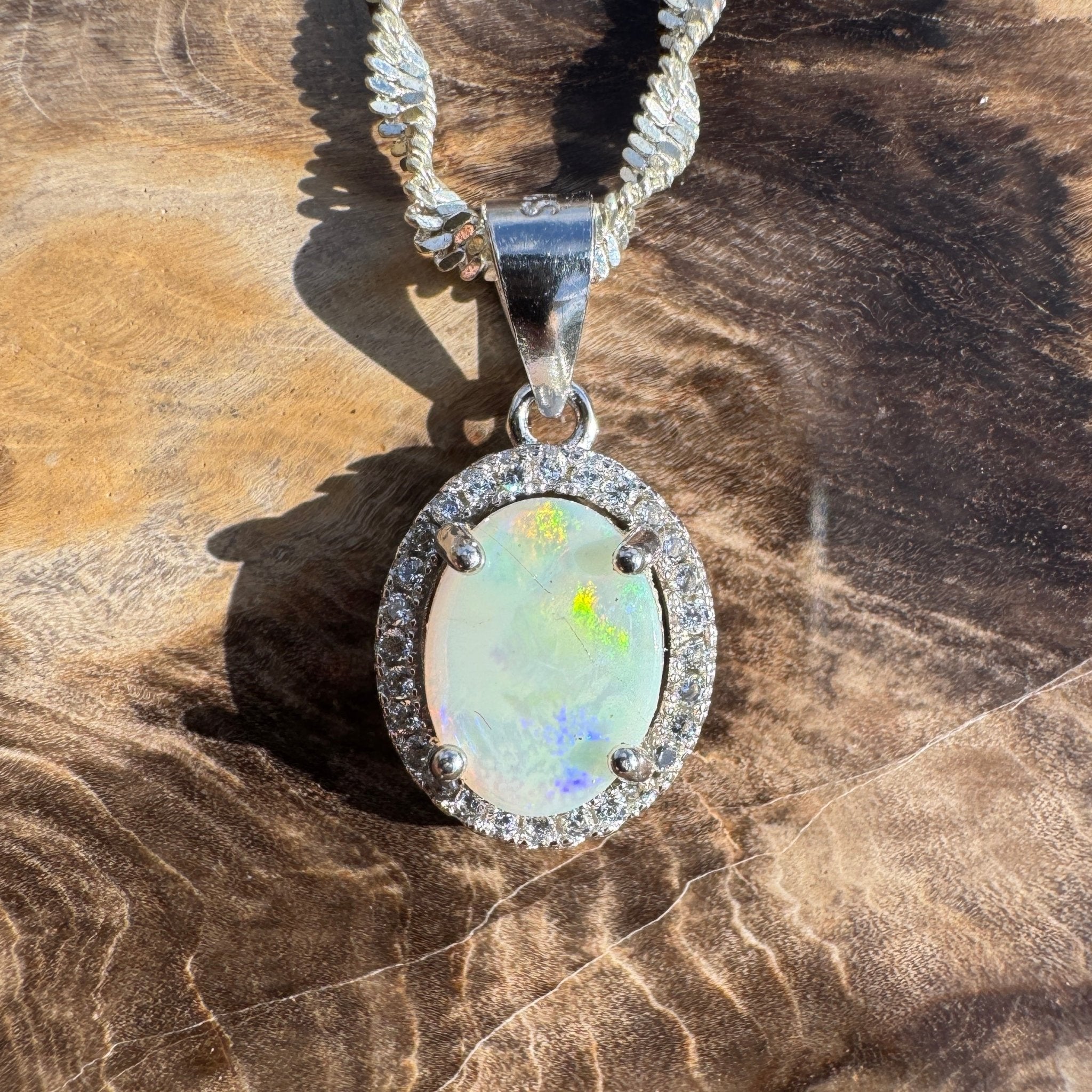 1ct Lightning Ridge Opal Pendant Necklace ~ 'Ridge Spark' | 925 Sterling Silver | Solid Australian Opal
