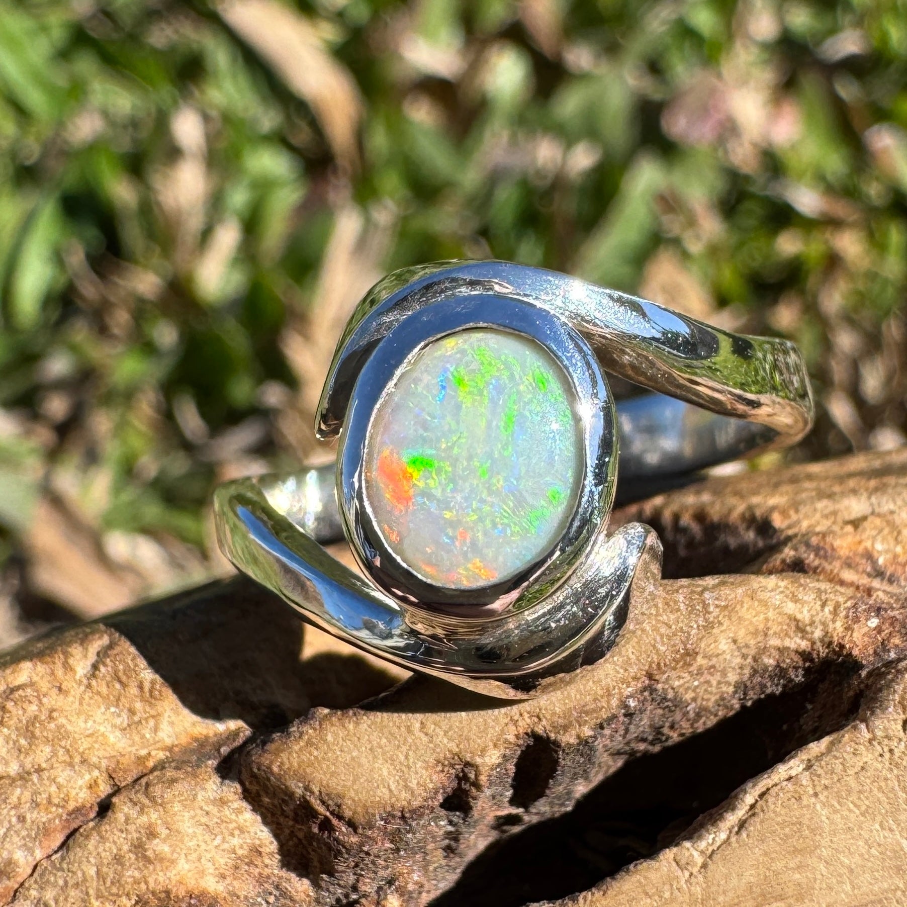 1ct Lightning Ridge Opal Ring ~ 'Bondi Glow' | 925 Sterling Silver | Solid Australian Opal