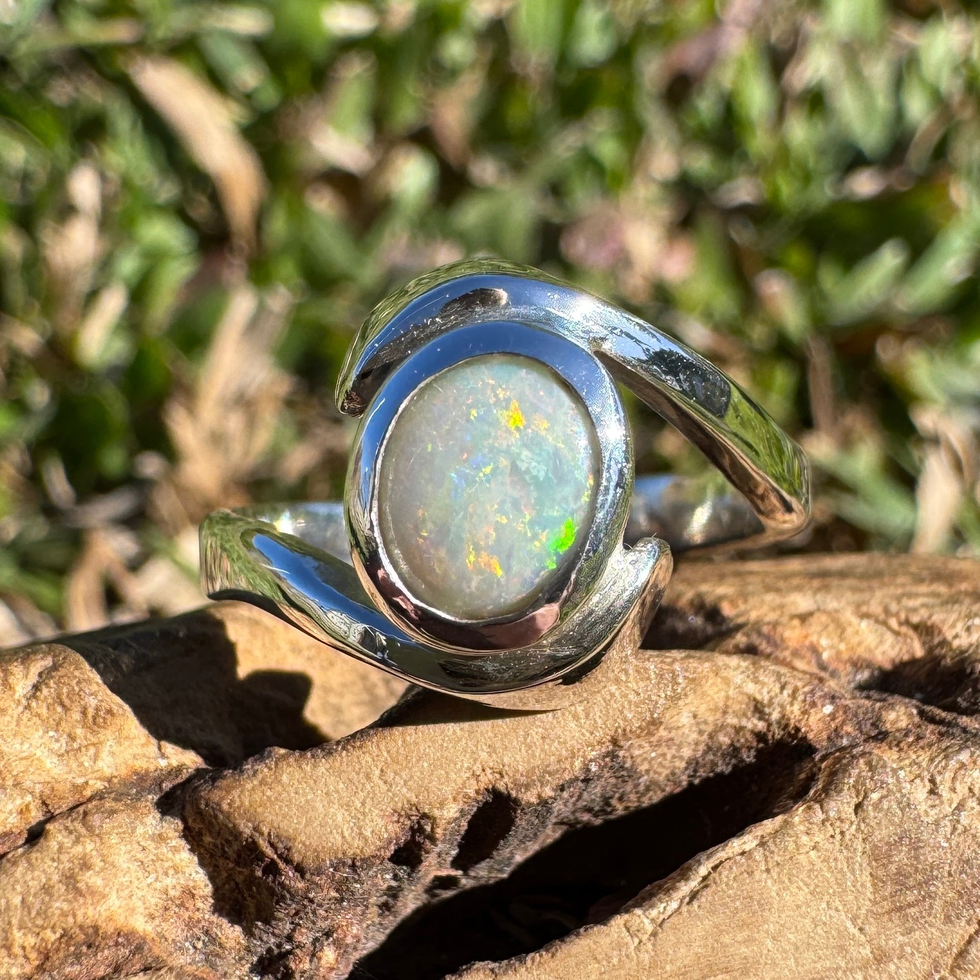 1ct Lightning Ridge Opal Ring ~ 'Bondi Glow' | 925 Sterling Silver | Solid Australian Opal