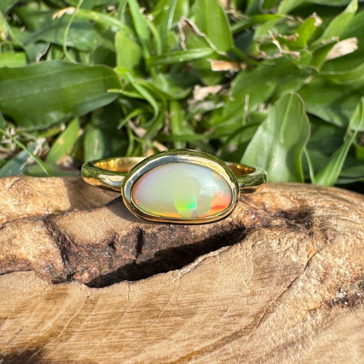 1ct Lightning Ridge Opal Ring ~ 'Kings Canyon Blaze' | 9ct Yellow Gold | Solid Australian Opal