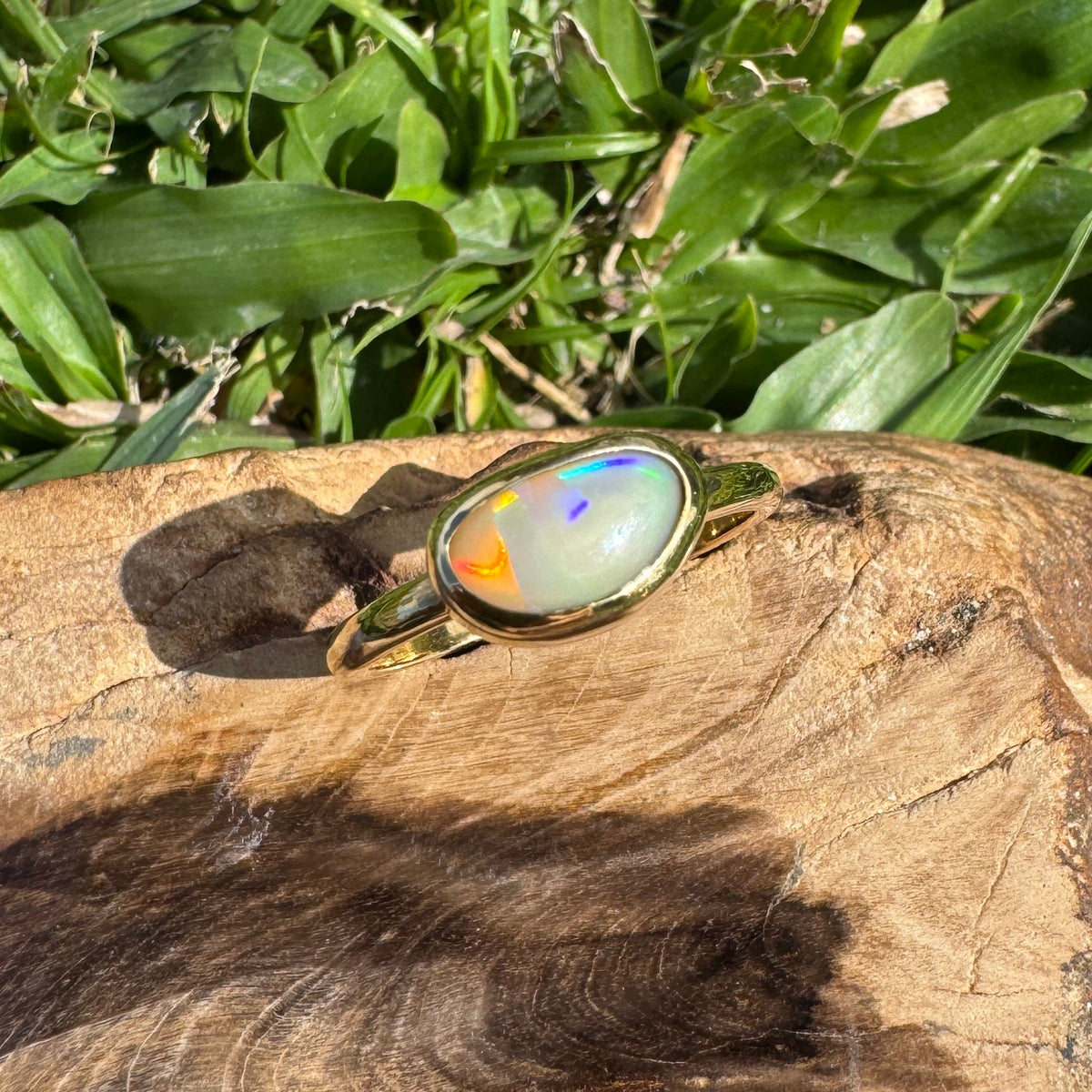 1ct Lightning Ridge Opal Ring ~ 'Kings Canyon Blaze' | 9ct Yellow Gold | Solid Australian Opal