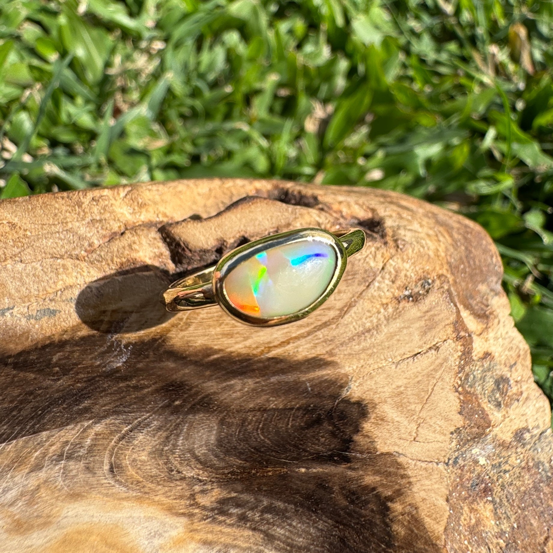 1ct Lightning Ridge Opal Ring ~ 'Kings Canyon Blaze' | 9ct Yellow Gold | Solid Australian Opal
