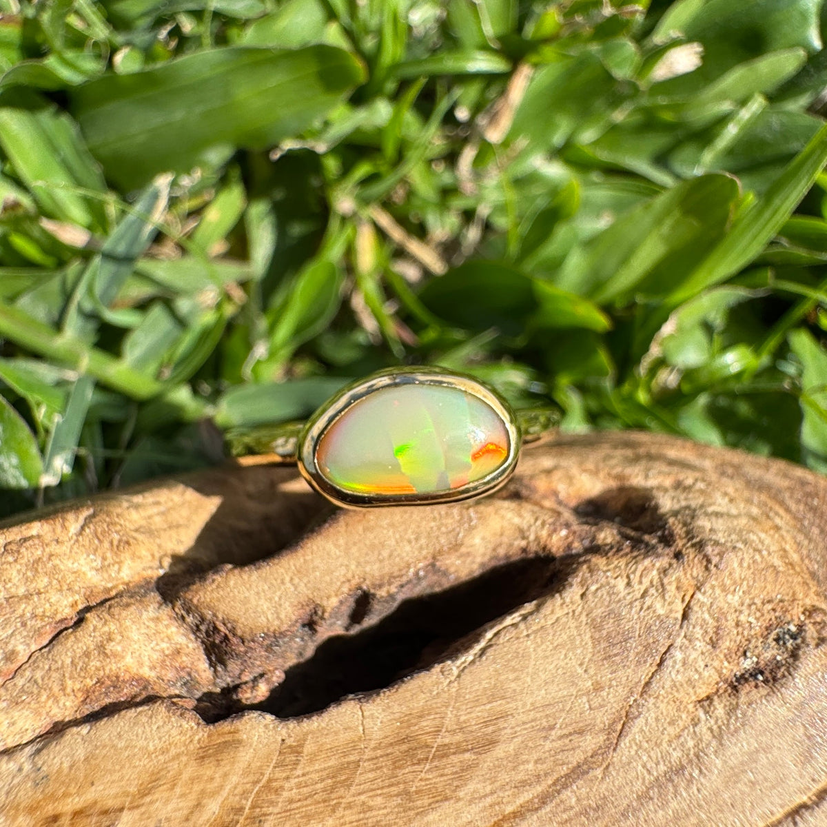 1ct Lightning Ridge Opal Ring ~ 'Kings Canyon Blaze' | 9ct Yellow Gold | Solid Australian Opal