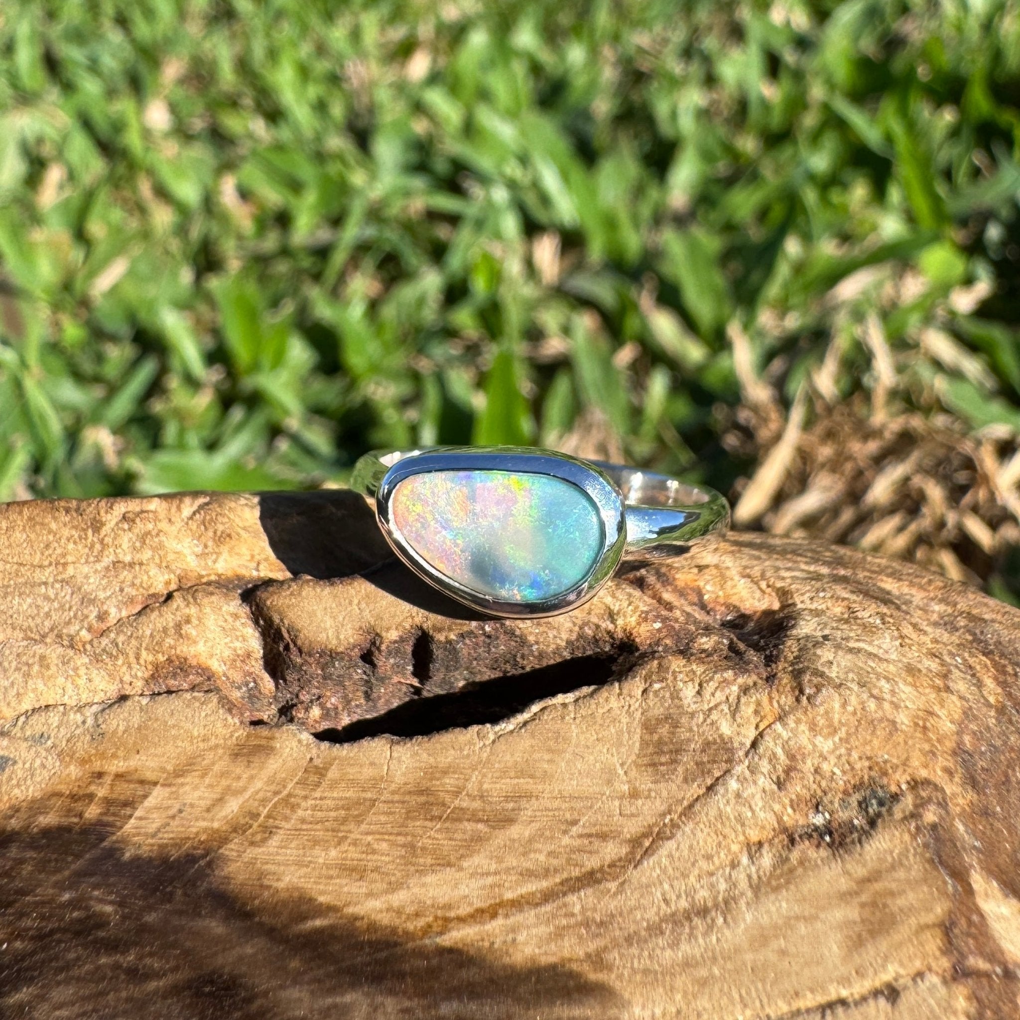1ct Lightning Ridge Opal Ring ~ 'Warrumbungle Starfield' | 925 Sterling Silver | Solid Australian Opal
