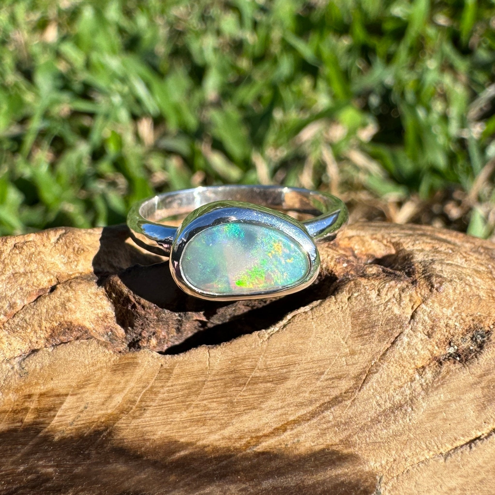 1ct Lightning Ridge Opal Ring ~ 'Warrumbungle Starfield' | 925 Sterling Silver | Solid Australian Opal