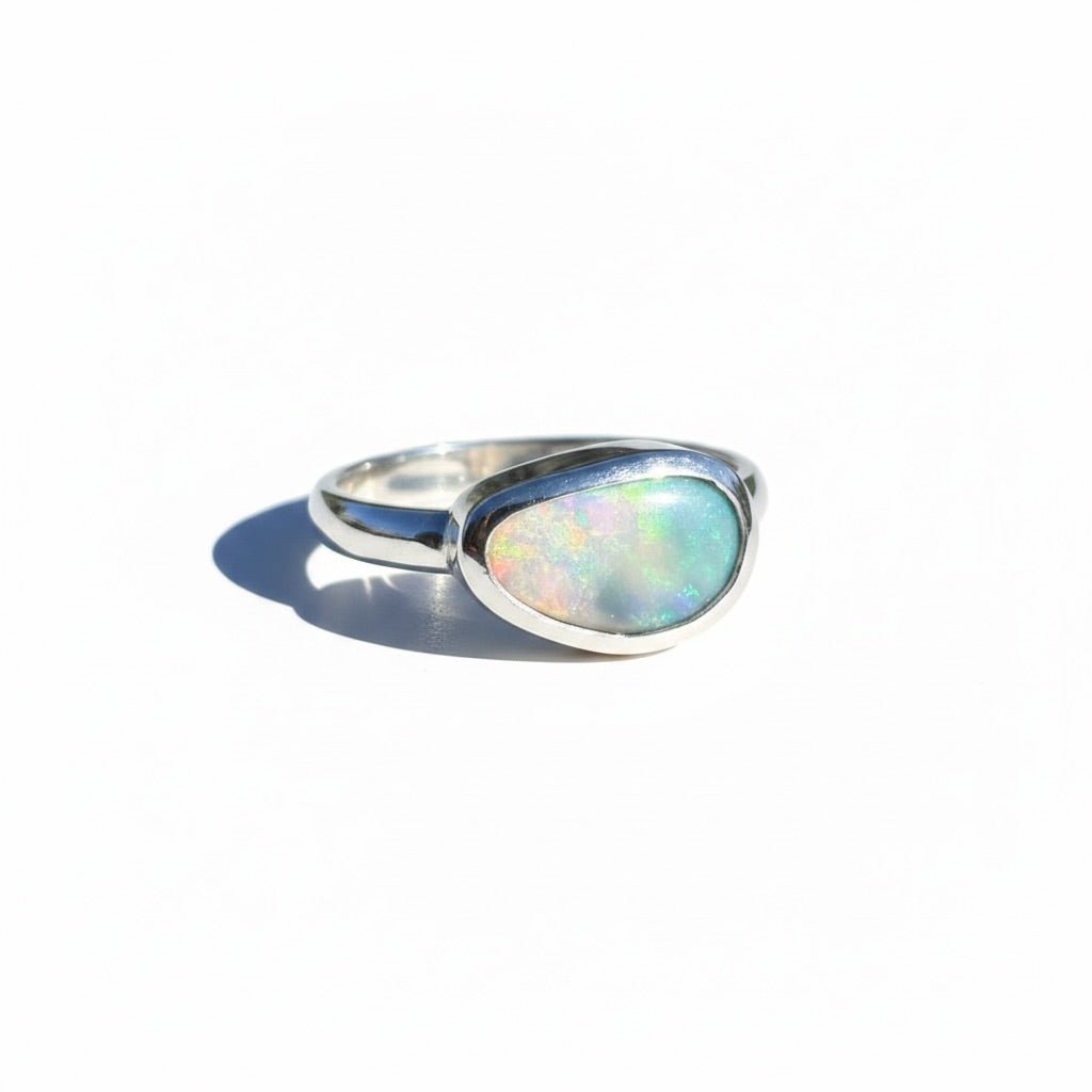 1ct Lightning Ridge Opal Ring ~ 'Warrumbungle Starfield' | 925 Sterling Silver | Solid Australian Opal