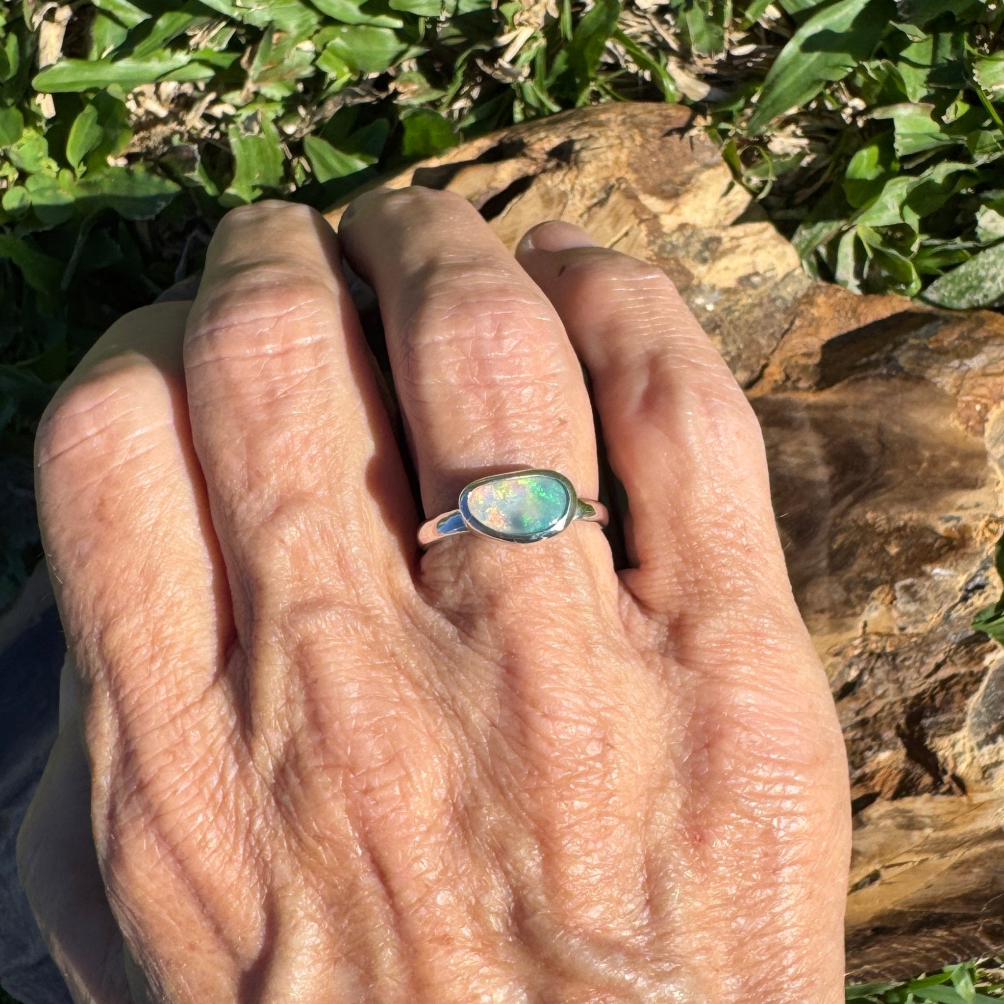 1ct Lightning Ridge Opal Ring ~ 'Warrumbungle Starfield' | 925 Sterling Silver | Solid Australian Opal