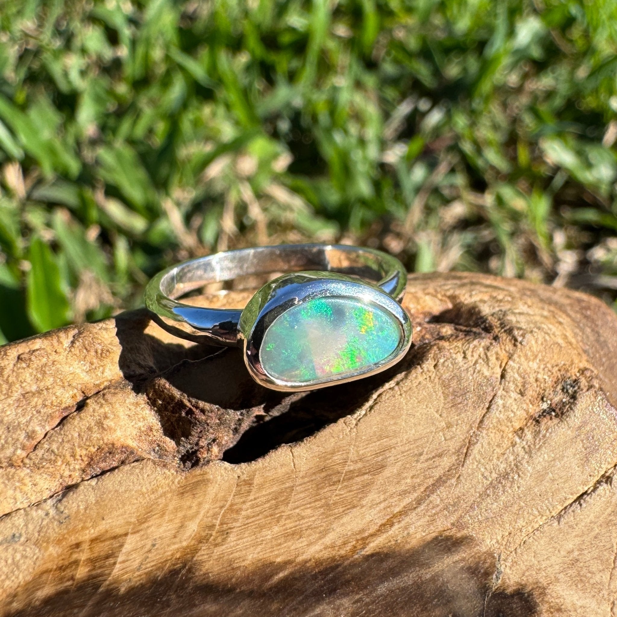 1ct Lightning Ridge Opal Ring ~ 'Warrumbungle Starfield' | 925 Sterling Silver | Solid Australian Opal