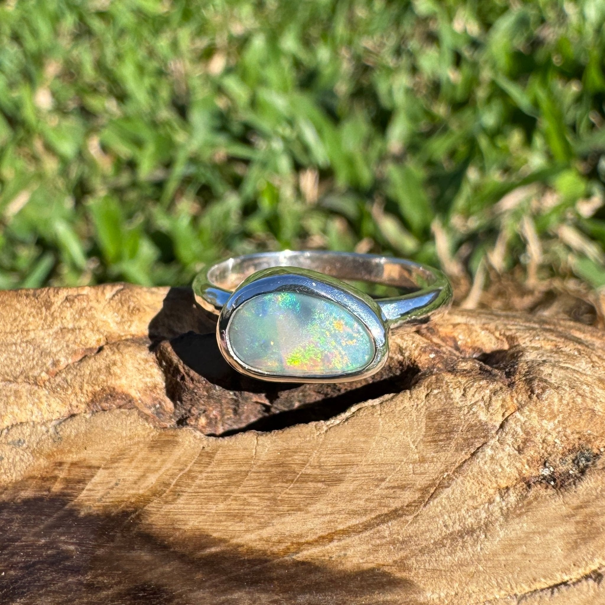 1ct Lightning Ridge Opal Ring ~ 'Warrumbungle Starfield' | 925 Sterling Silver | Solid Australian Opal