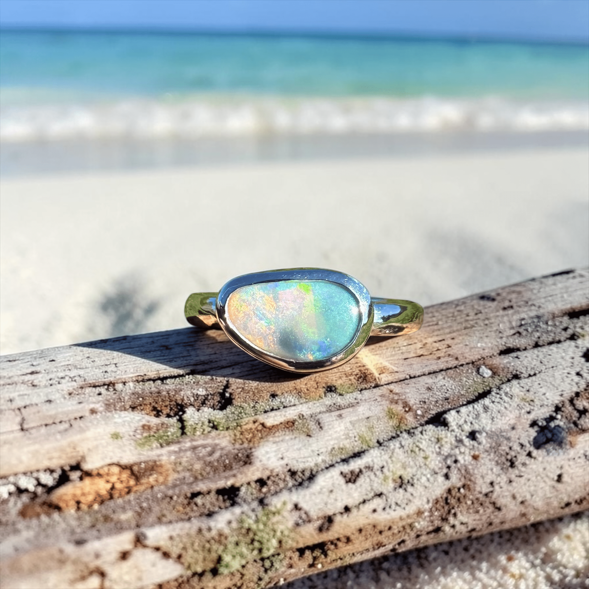 1ct Lightning Ridge Opal Ring ~ 'Warrumbungle Starfield' | 925 Sterling Silver | Solid Australian Opal
