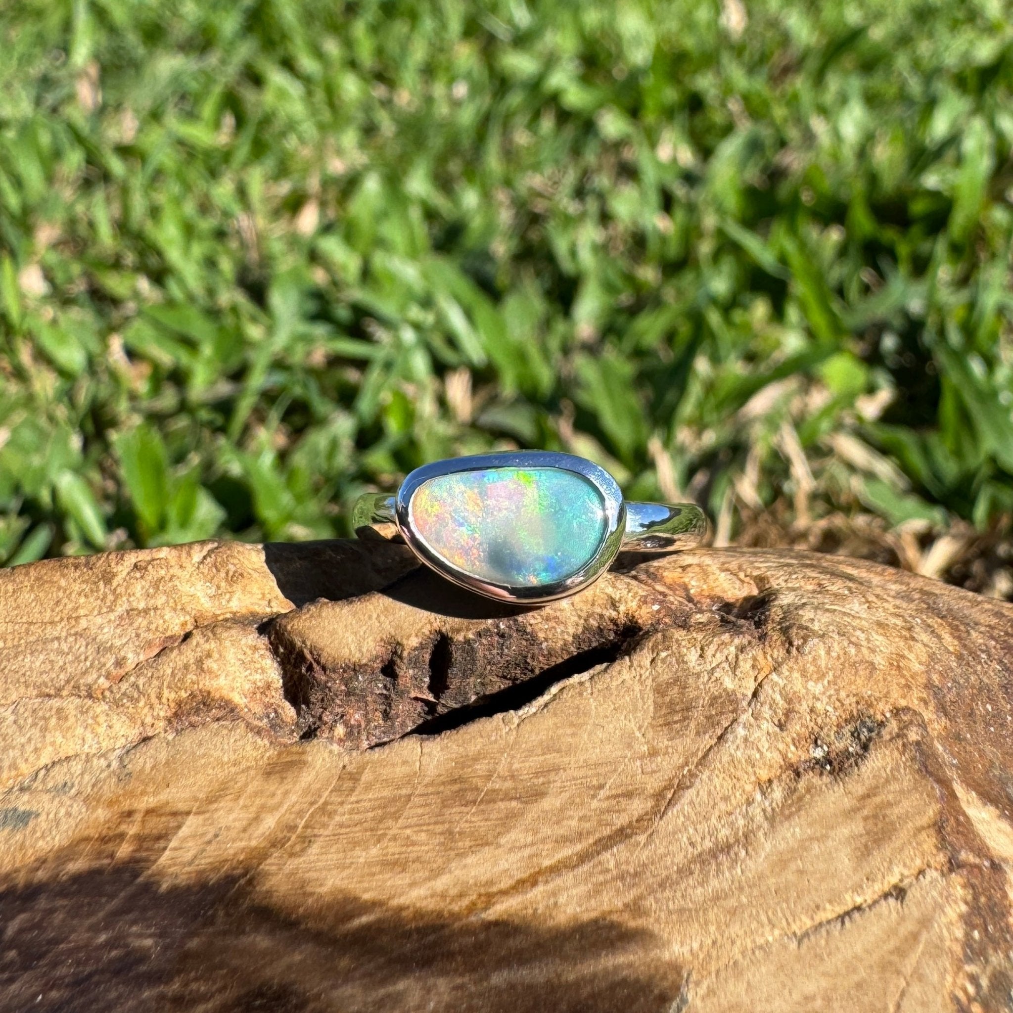 1ct Lightning Ridge Opal Ring ~ 'Warrumbungle Starfield' | 925 Sterling Silver | Solid Australian Opal