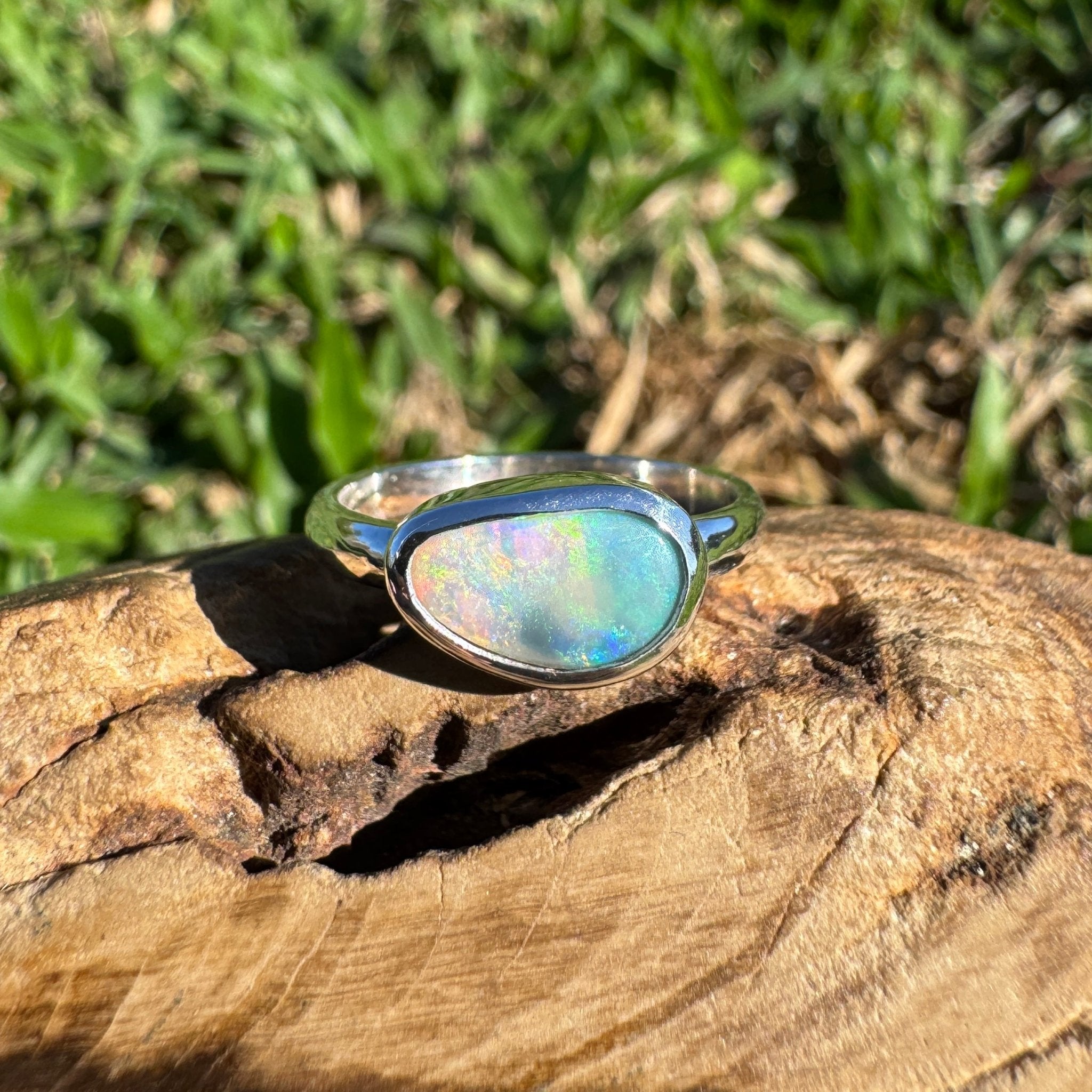 1ct Lightning Ridge Opal Ring ~ 'Warrumbungle Starfield' | 925 Sterling Silver | Solid Australian Opal