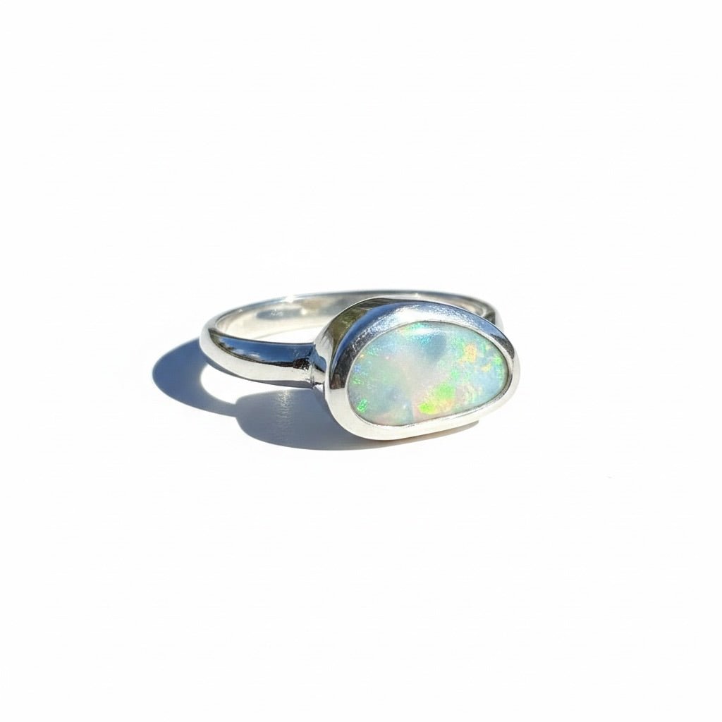 1ct Lightning Ridge Opal Ring ~ 'Warrumbungle Starfield' | 925 Sterling Silver | Solid Australian Opal