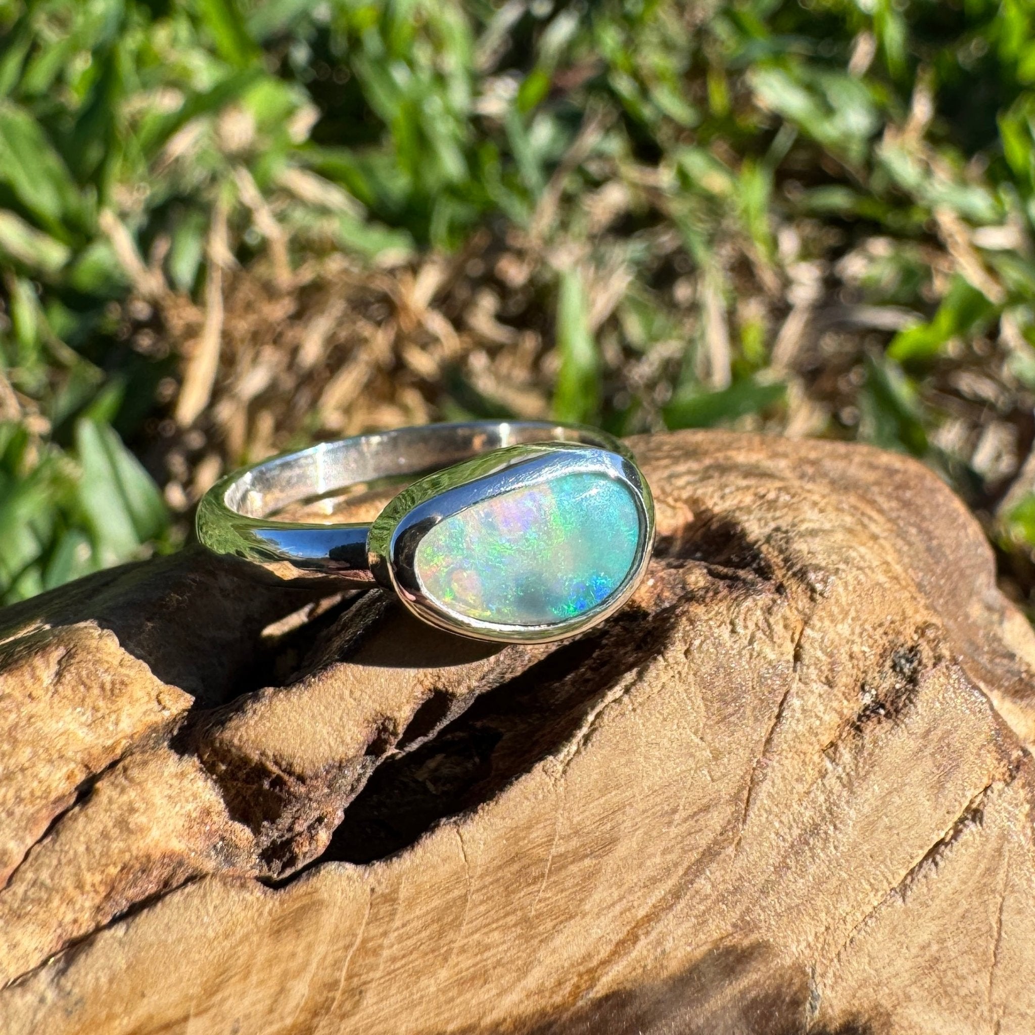 1ct Lightning Ridge Opal Ring ~ 'Warrumbungle Starfield' | 925 Sterling Silver | Solid Australian Opal