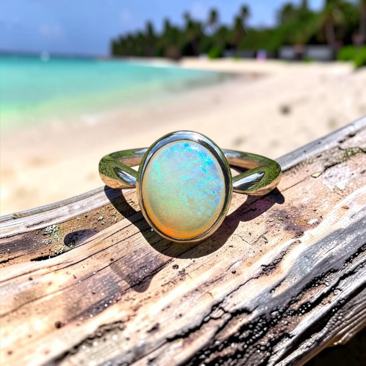 1ct Lightning Ridge Opal Ring ~ 'Wineglass Bay Blues' | 925 Sterling Silver | Solid Australian Opal