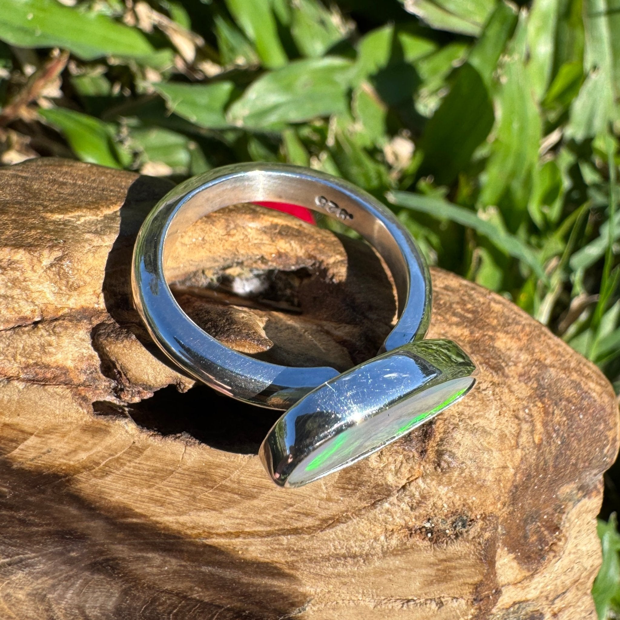 2.02ct Australian Solid Lightning Ridge Opal Silver Ring ~ 'Emu Park Essence' | 925 Sterling Silver | Solid Australian Opal