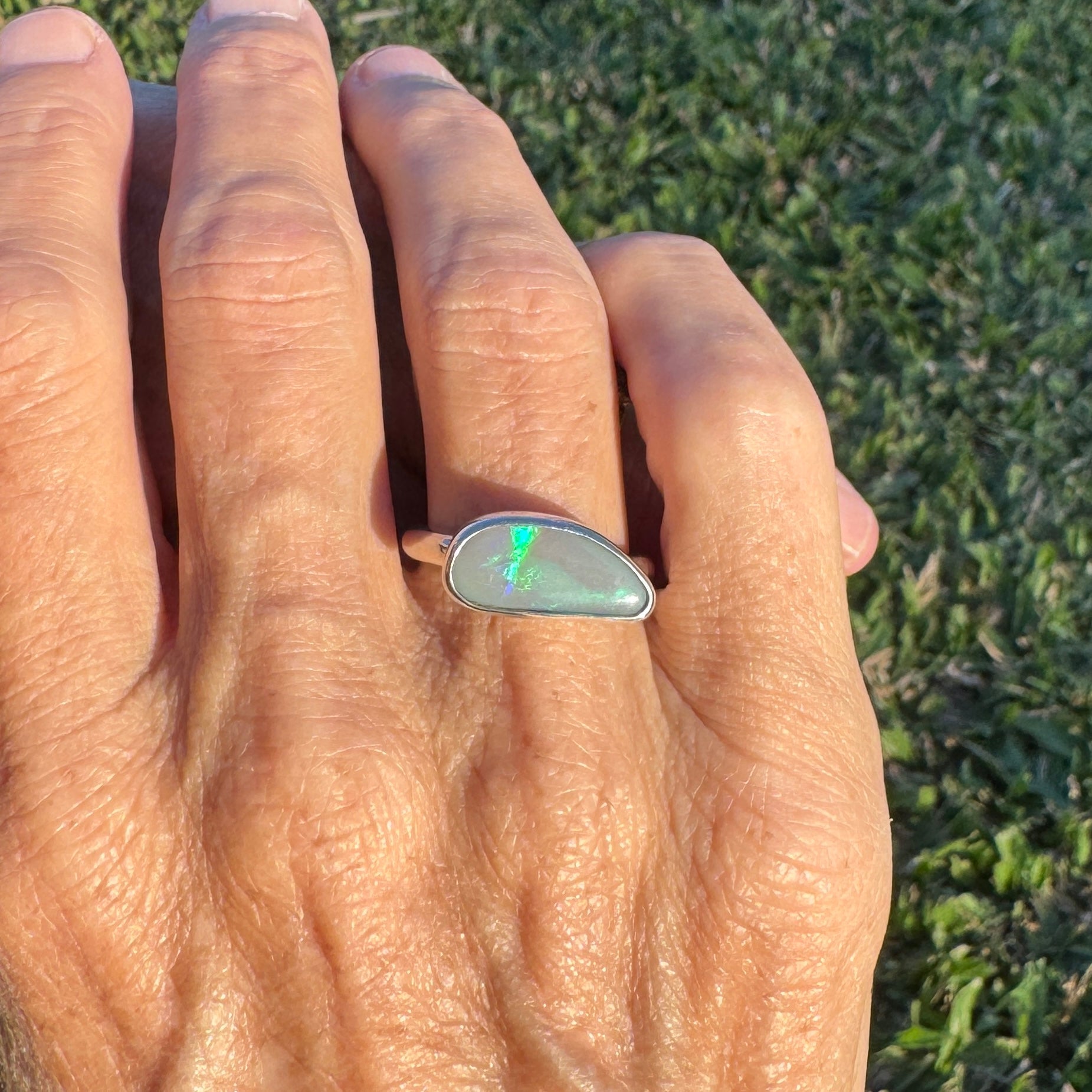 2.02ct Australian Solid Lightning Ridge Opal Silver Ring ~ 'Emu Park Essence' | 925 Sterling Silver | Solid Australian Opal
