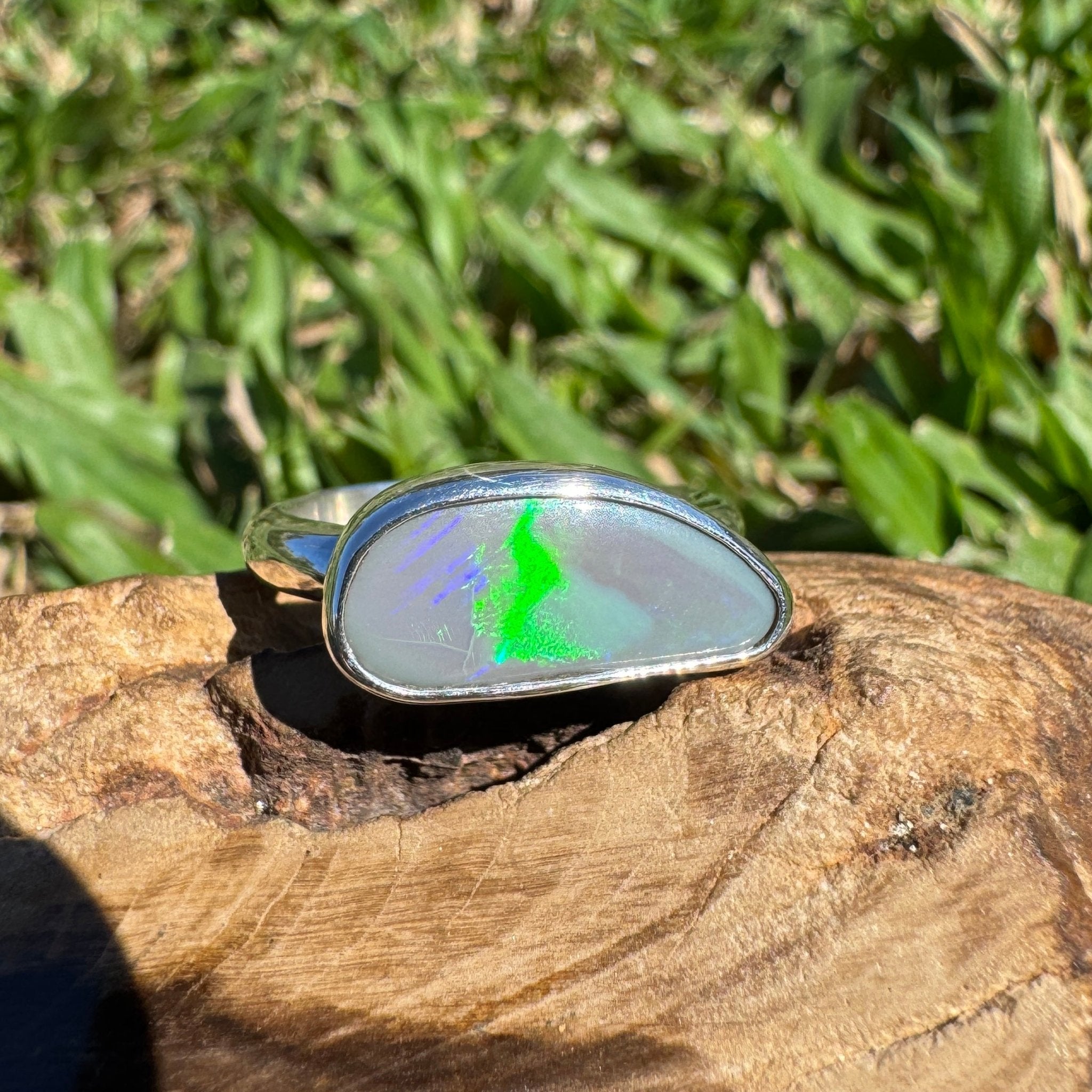 2.02ct Australian Solid Lightning Ridge Opal Silver Ring ~ 'Emu Park Essence' | 925 Sterling Silver | Solid Australian Opal