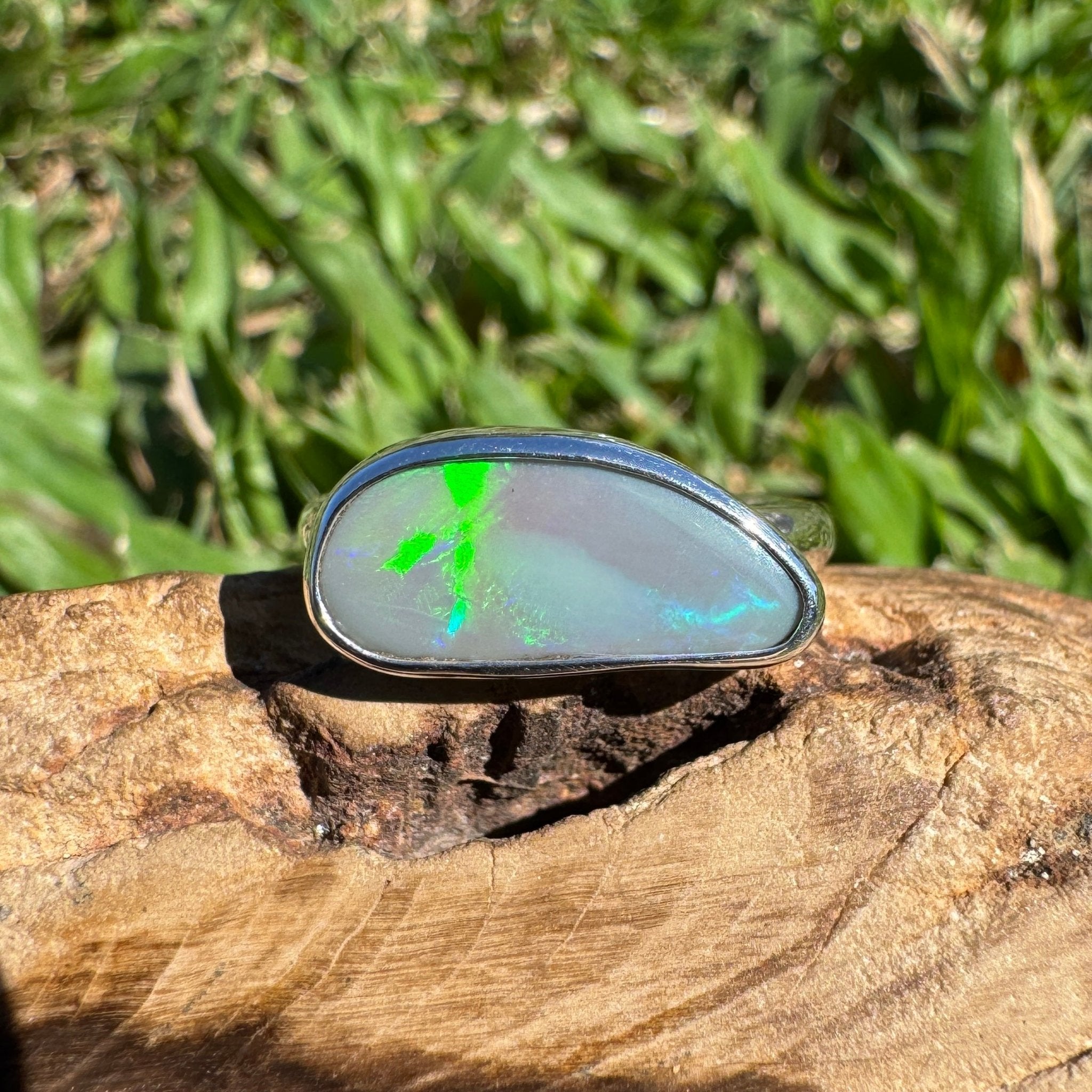 2.02ct Australian Solid Lightning Ridge Opal Silver Ring ~ 'Emu Park Essence' | 925 Sterling Silver | Solid Australian Opal