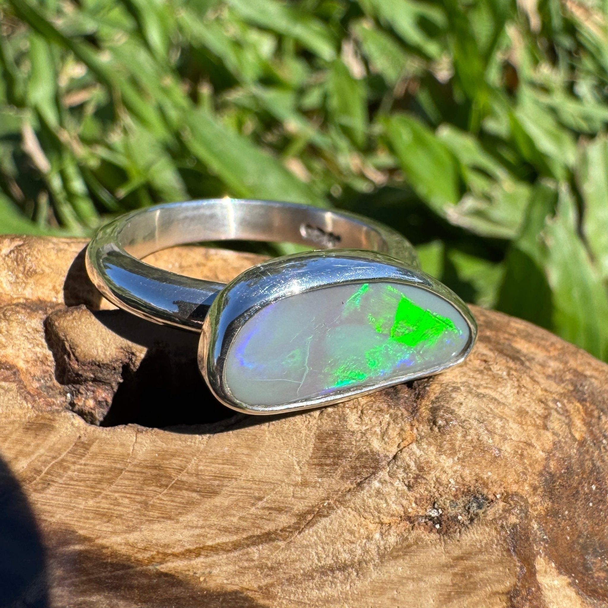 2.02ct Australian Solid Lightning Ridge Opal Silver Ring ~ 'Emu Park Essence' | 925 Sterling Silver | Solid Australian Opal