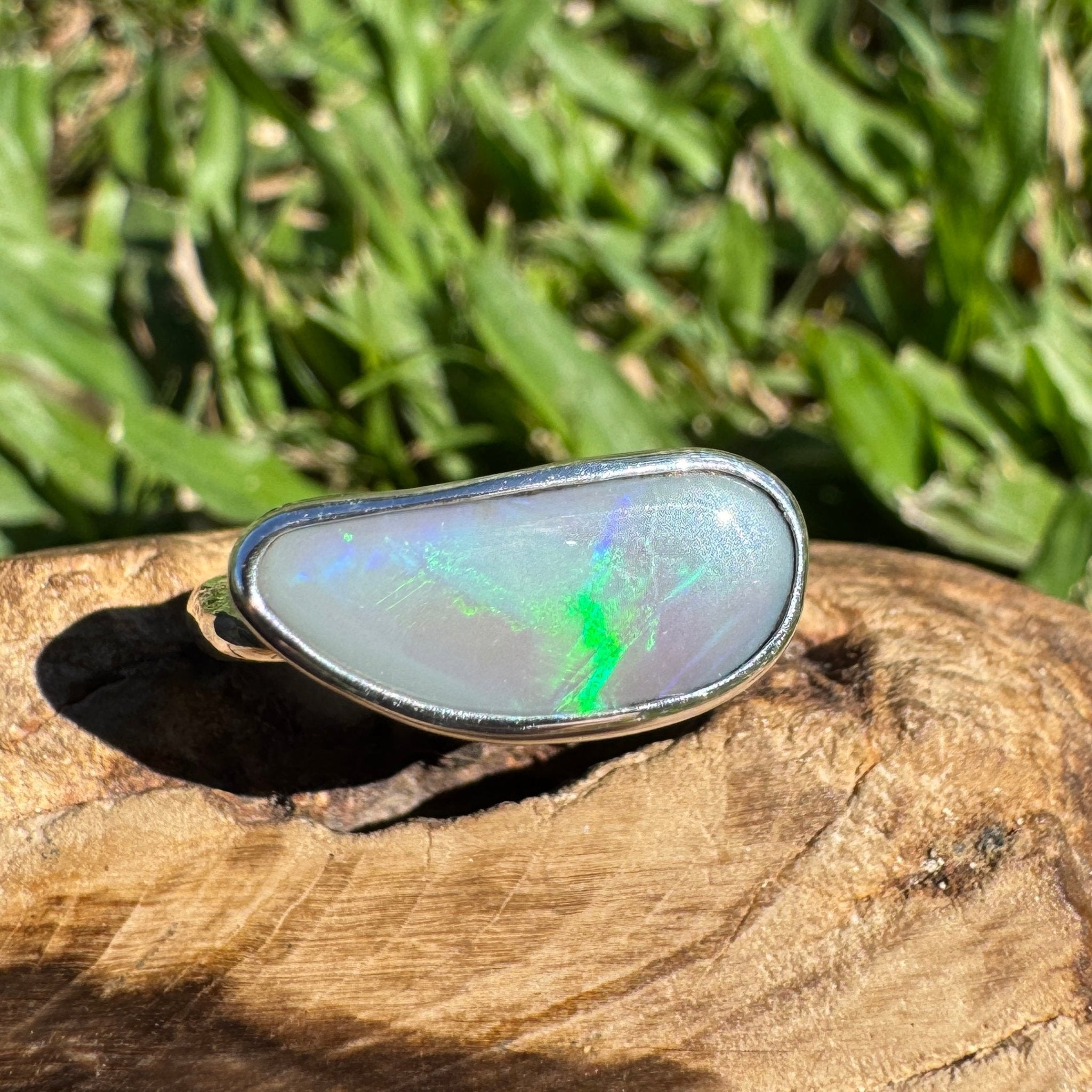 2.02ct Australian Solid Lightning Ridge Opal Silver Ring ~ 'Emu Park Essence' | 925 Sterling Silver | Solid Australian Opal