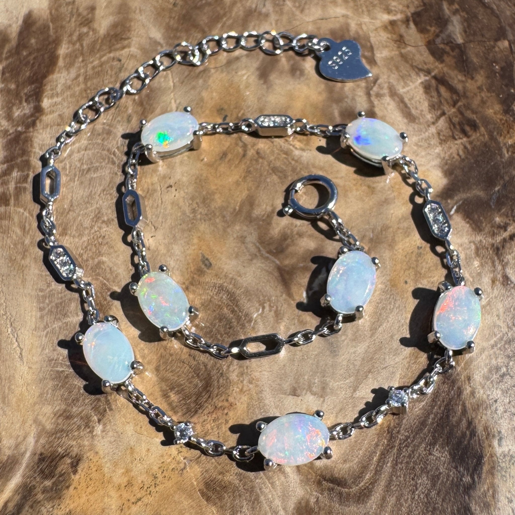 2.1ct Coober Pedy Opal Bracelet ~ 'Oodnadatta Seven Spectrum' | 925 Sterling Silver | Solid Australian Opal