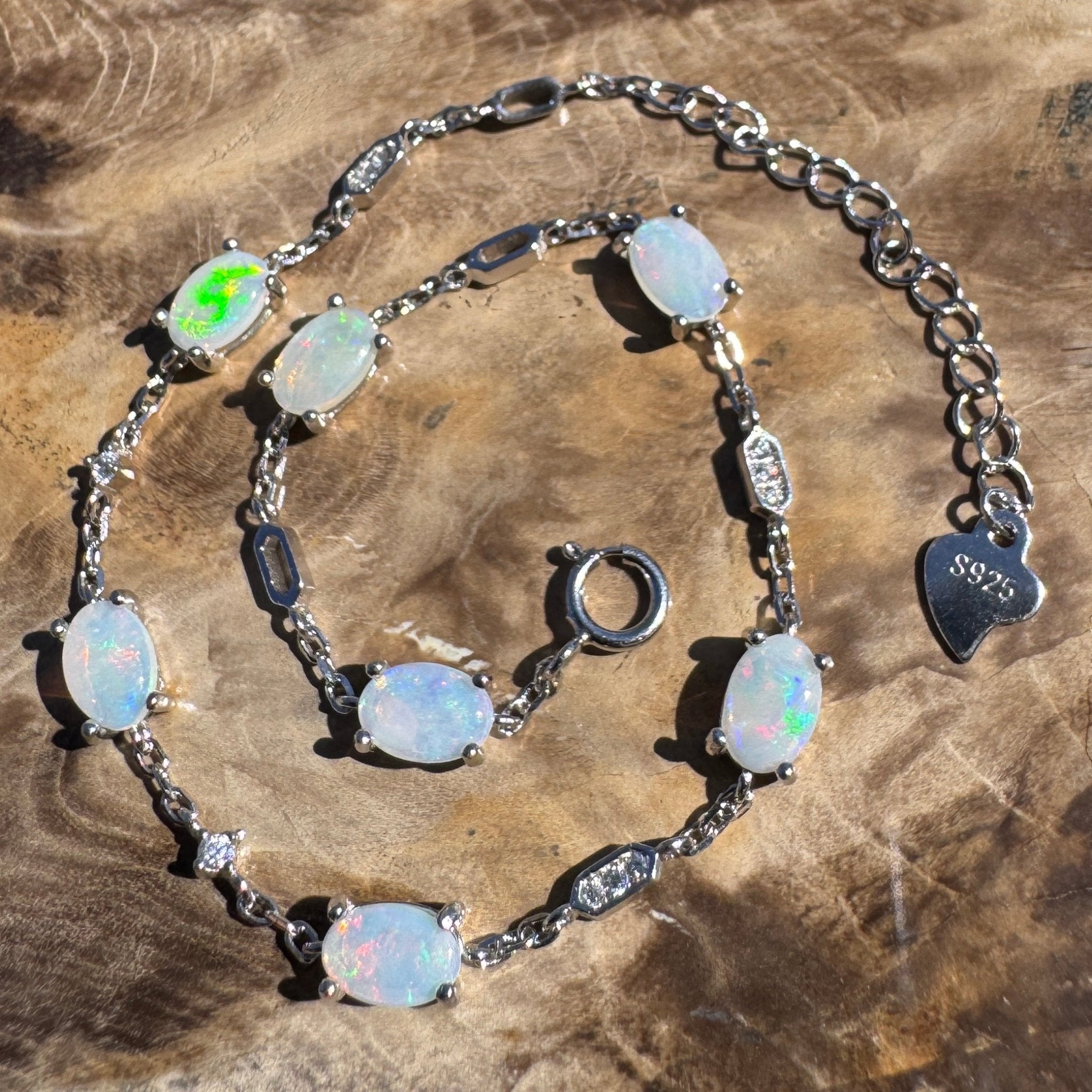 2.1ct Coober Pedy Opal Bracelet ~ 'Oodnadatta Seven Spectrum' | 925 Sterling Silver | Solid Australian Opal