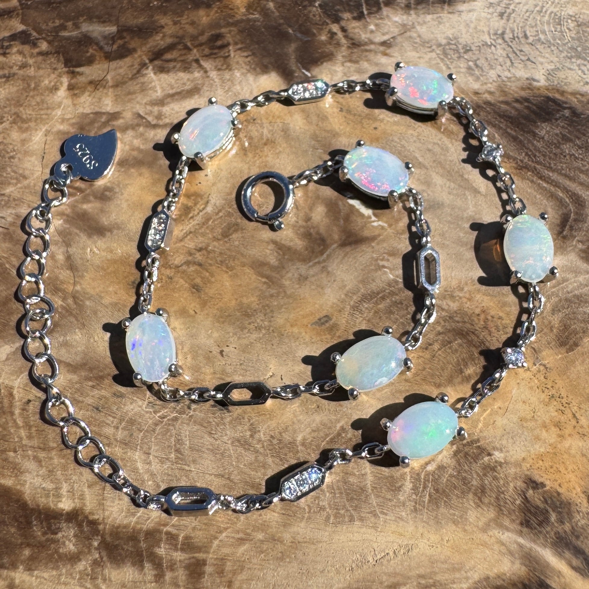 2.1ct Coober Pedy Opal Bracelet ~ 'Oodnadatta Seven Spectrum' | 925 Sterling Silver | Solid Australian Opal