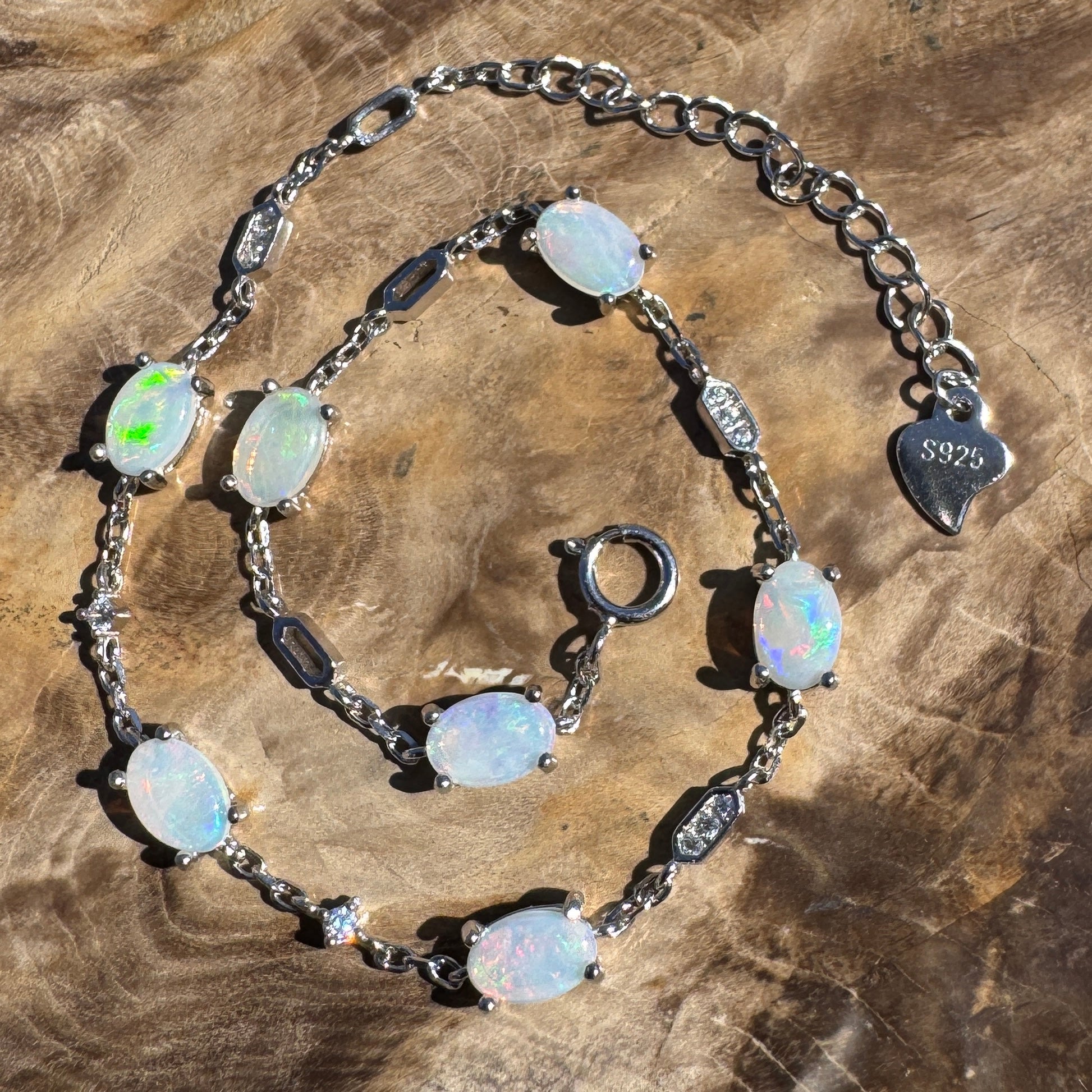 2.1ct Coober Pedy Opal Bracelet ~ 'Oodnadatta Seven Spectrum' | 925 Sterling Silver | Solid Australian Opal