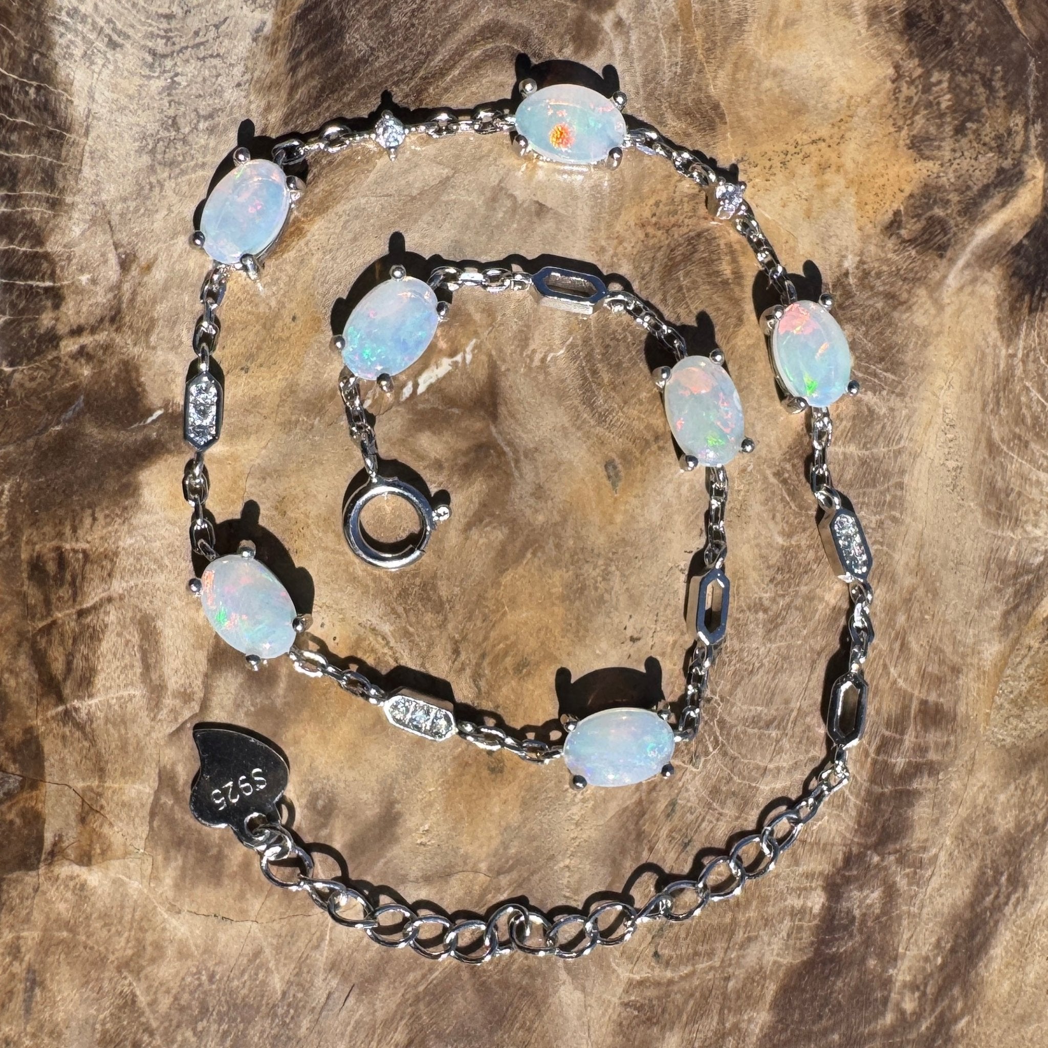 2.1ct Coober Pedy Opal Bracelet ~ 'Oodnadatta Seven Spectrum' | 925 Sterling Silver | Solid Australian Opal
