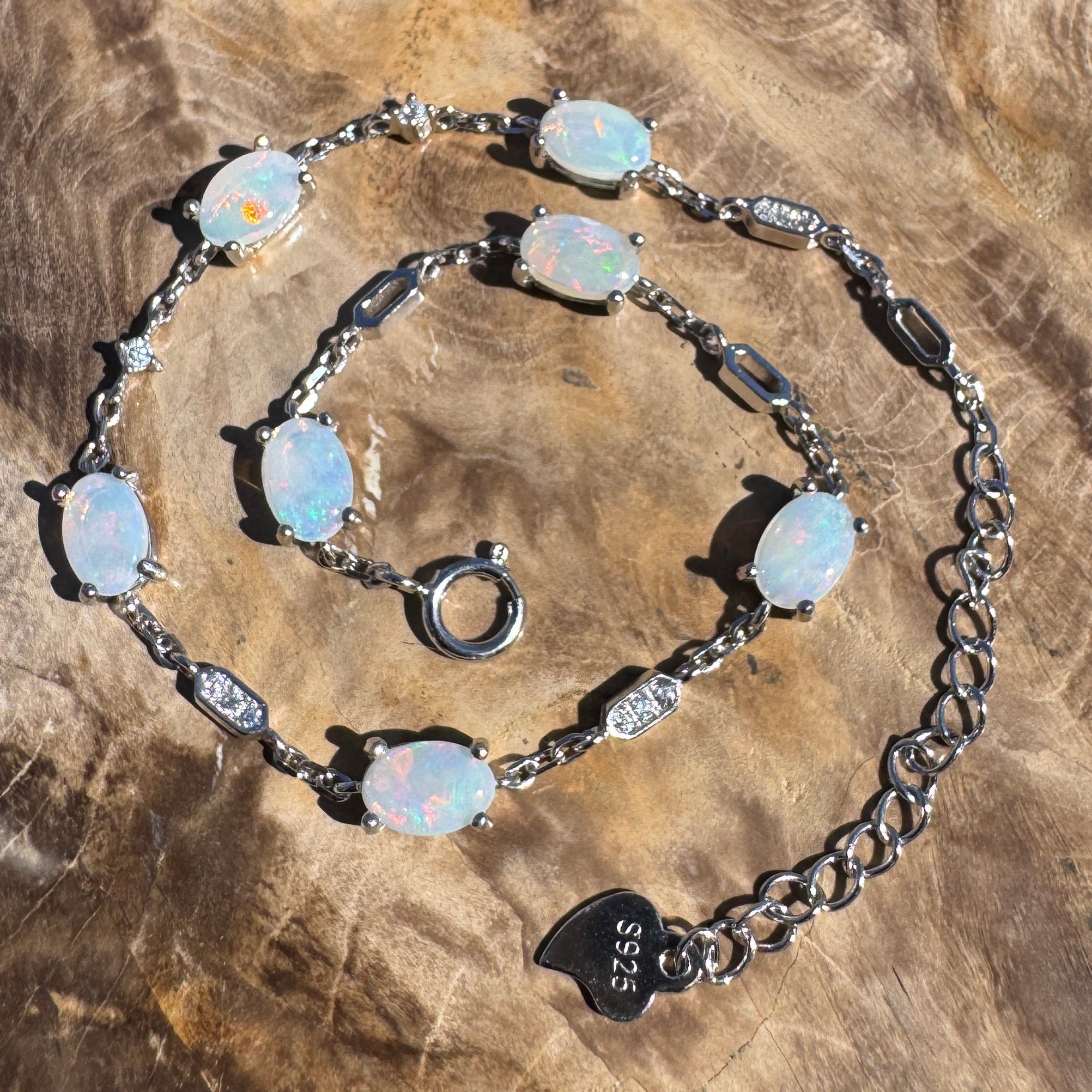 2.1ct Coober Pedy Opal Bracelet ~ 'Oodnadatta Seven Spectrum' | 925 Sterling Silver | Solid Australian Opal