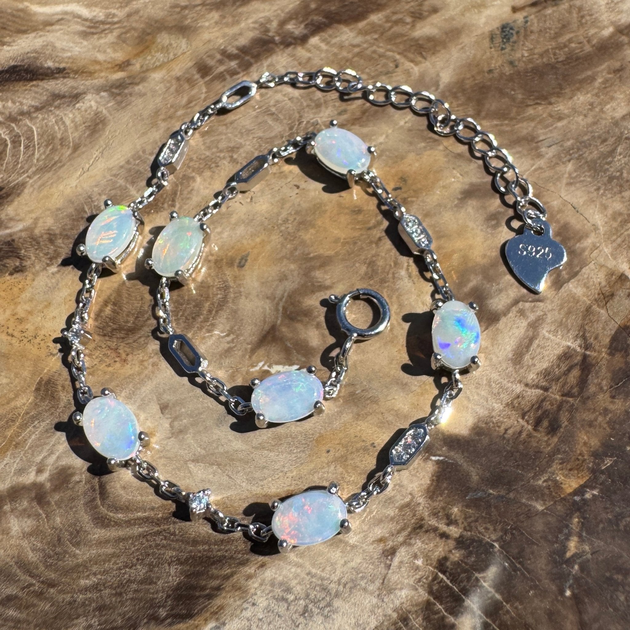 2.1ct Coober Pedy Opal Bracelet ~ 'Oodnadatta Seven Spectrum' | 925 Sterling Silver | Solid Australian Opal