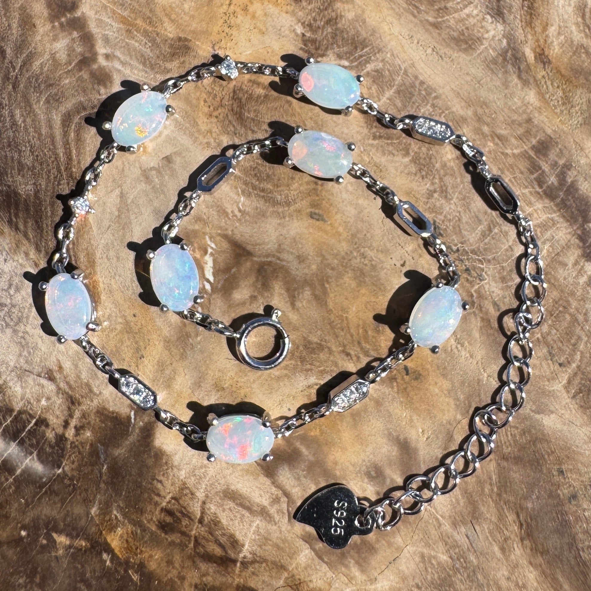 2.1ct Coober Pedy Opal Bracelet ~ 'Oodnadatta Seven Spectrum' | 925 Sterling Silver | Solid Australian Opal