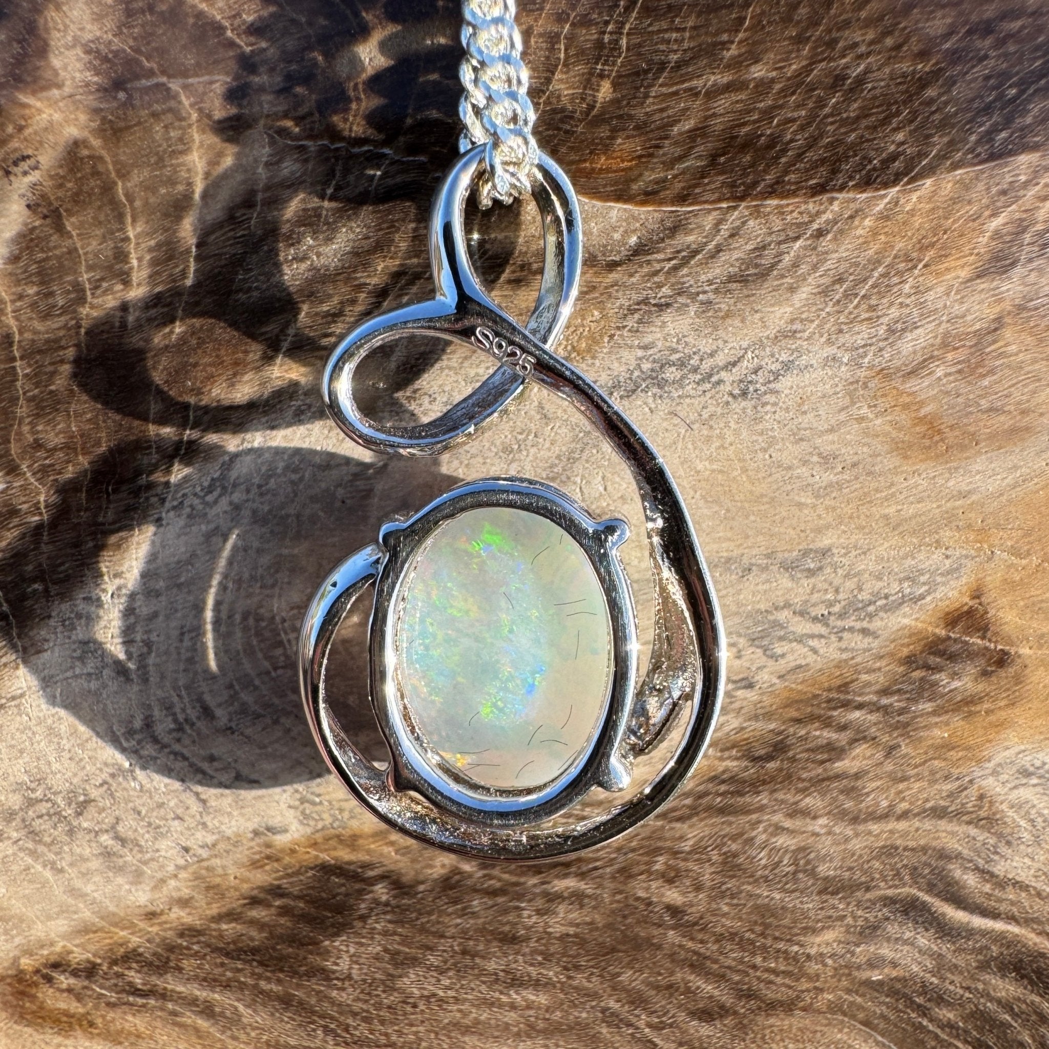 2.1ct Coober Pedy Opal Pendant Necklace ~ 'Karijini Ribbon' | 925 Sterling Silver | Solid Australian Opal